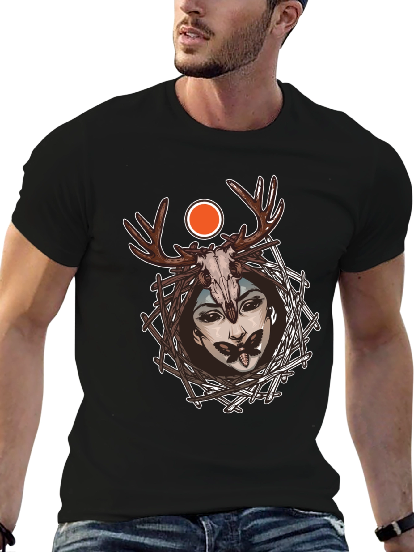 Mystic Skull & Antler Graphic T-Shirt - 6