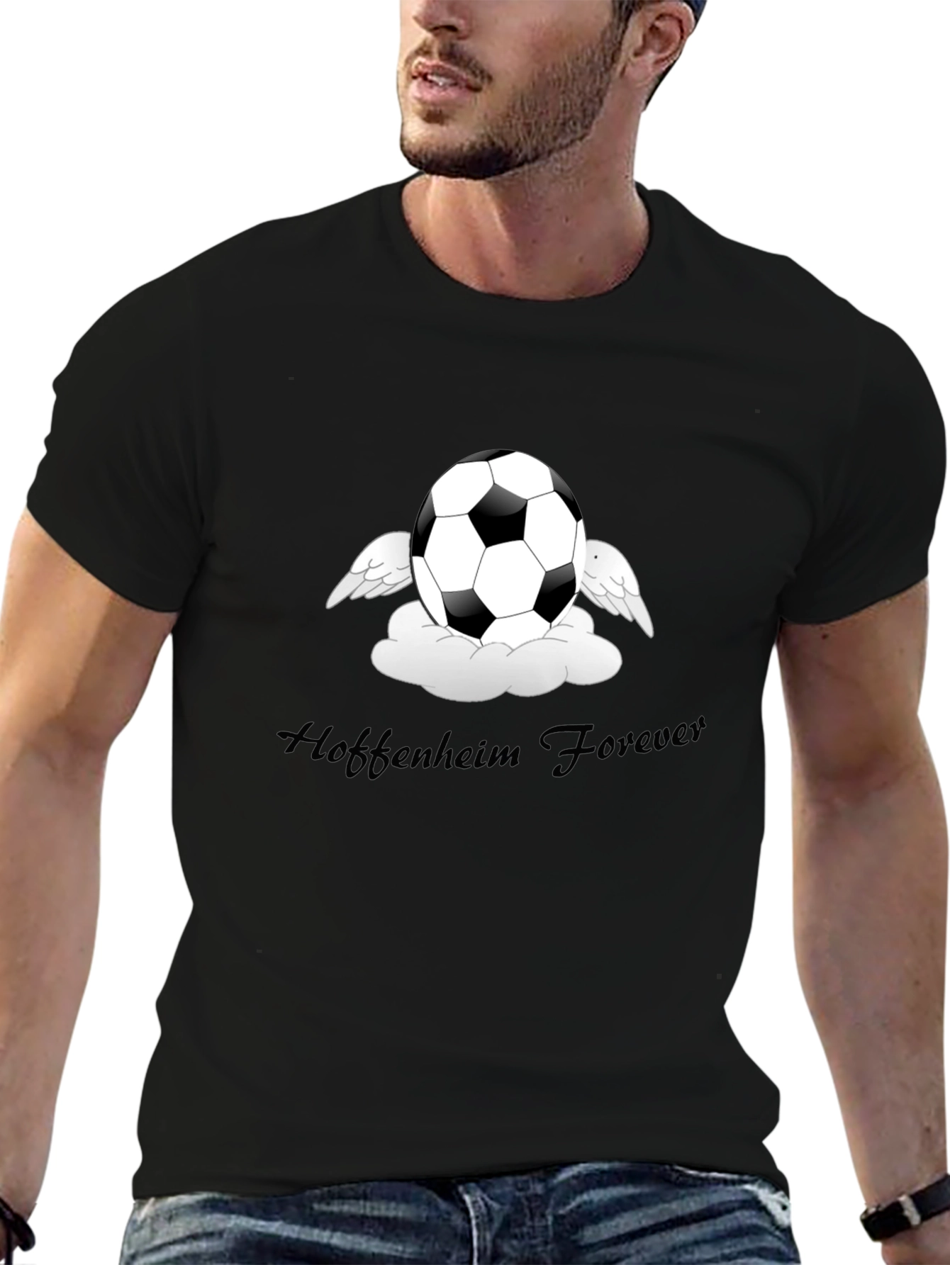 Black Soccer Angel Black T-Shirt - Hoffenheim Forever Fan Tee view 6