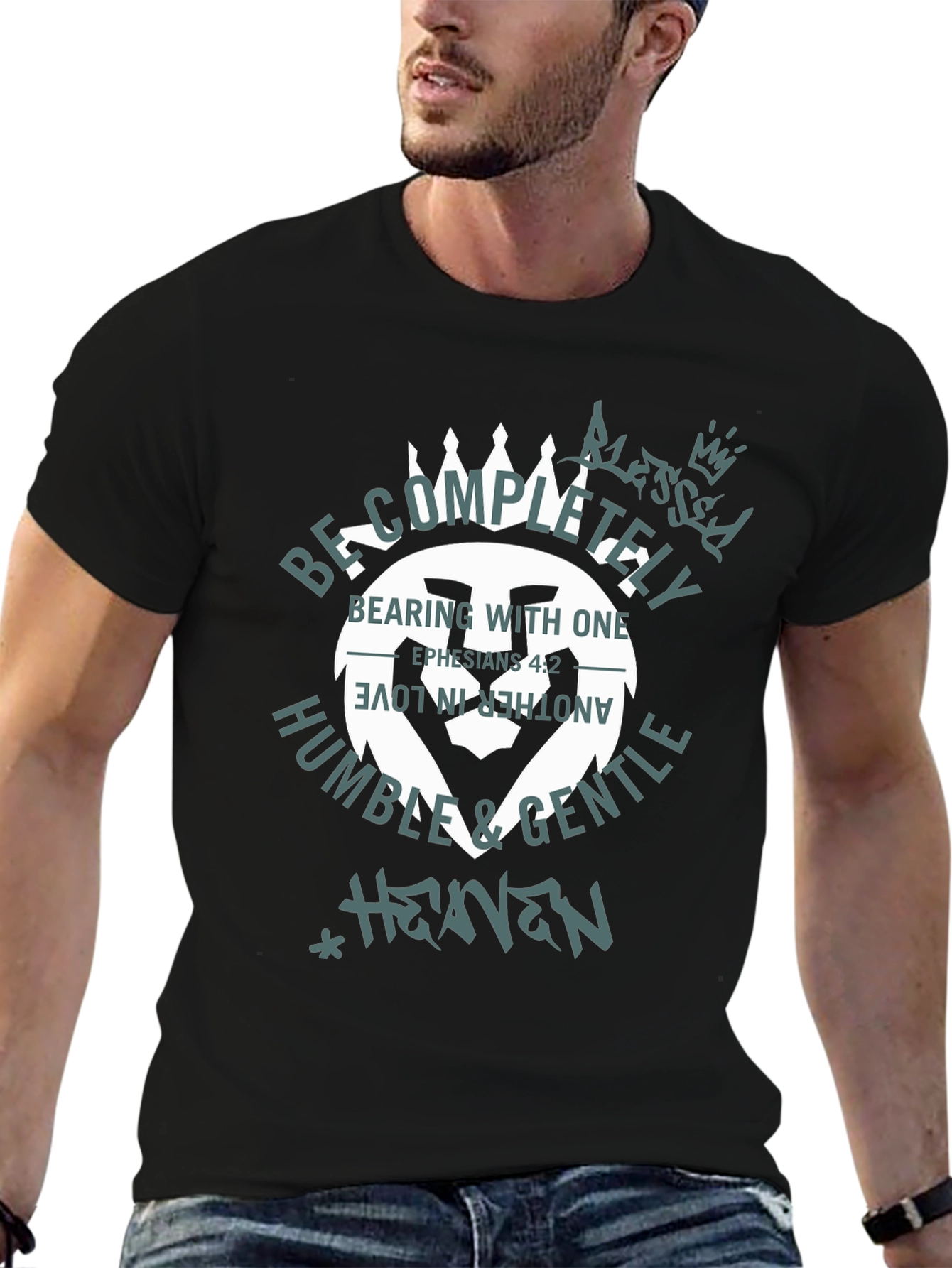 Black Faith-Inspired Lion T-Shirt view 6