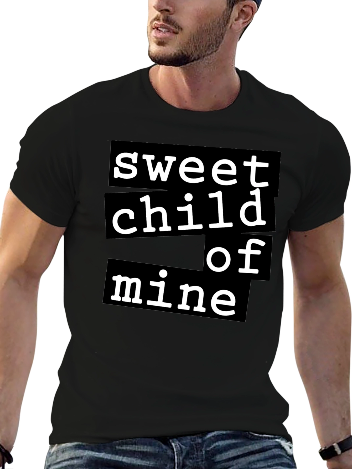 Black Sweet Child Of Mine Graphic Tee - Black Cotton T-Shirt view 6