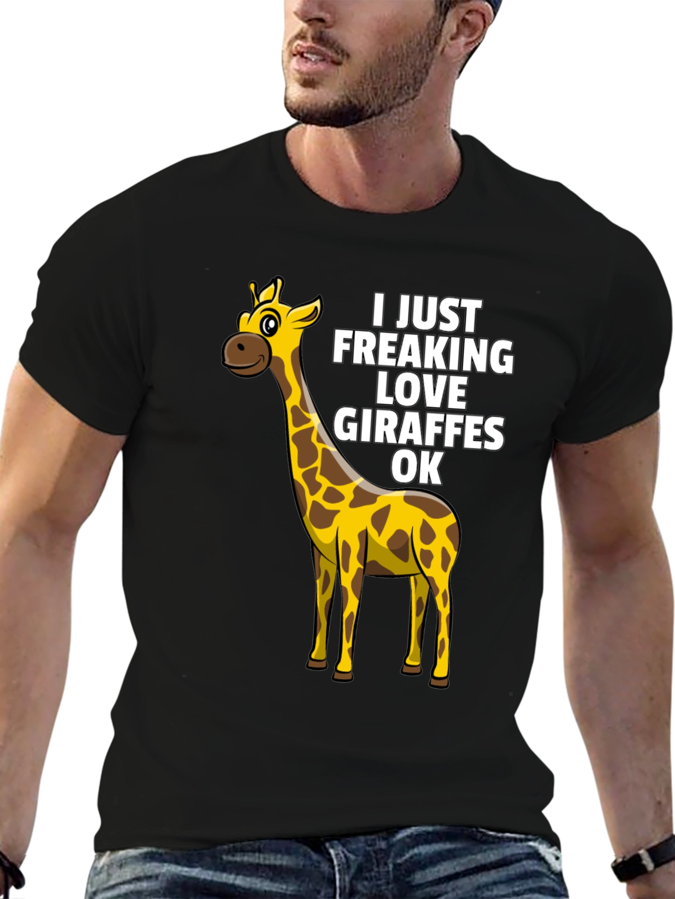 Black Giraffe Lover T-Shirt - Funny Graphic Tee view 6