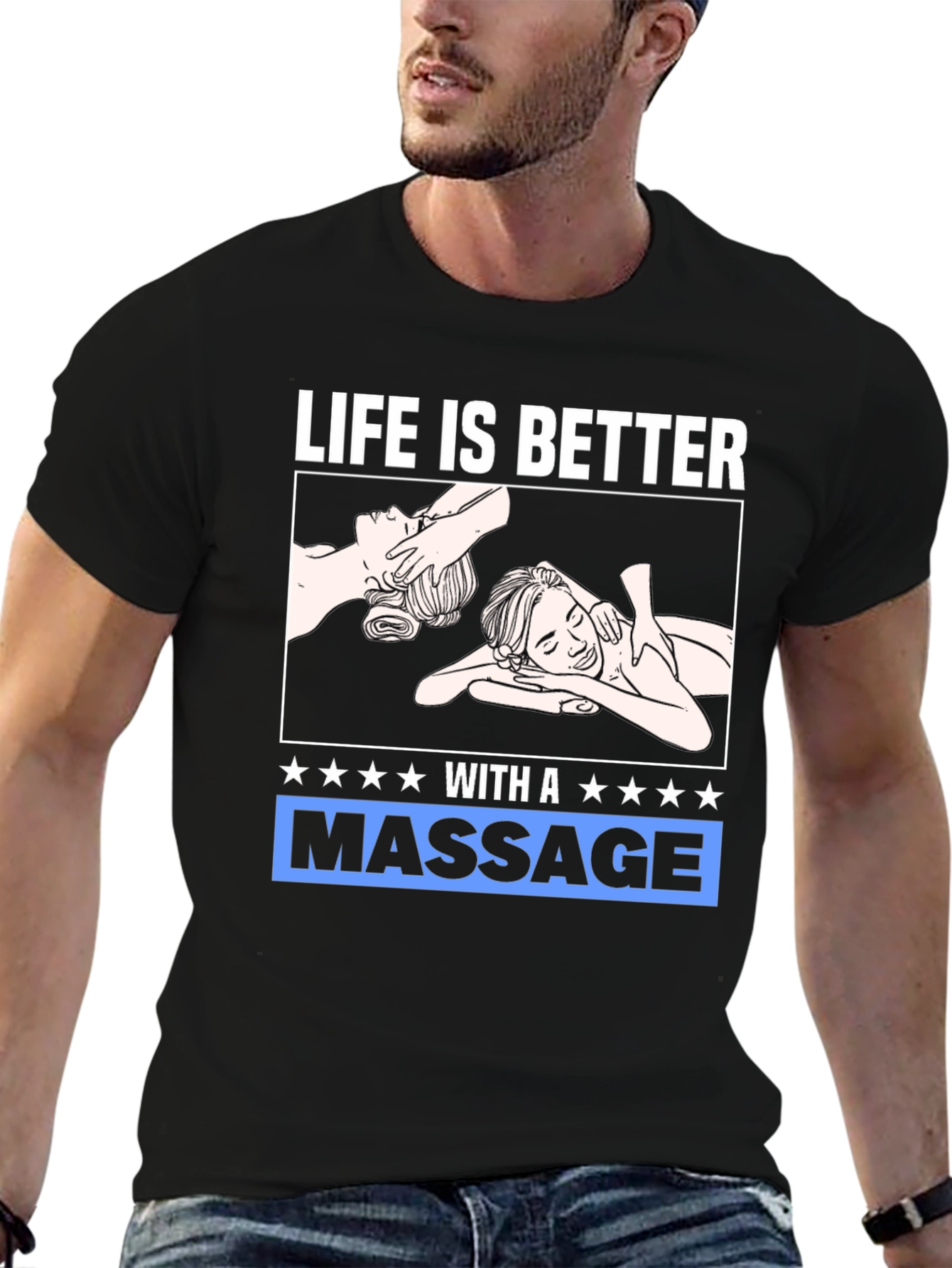 Black Relaxation Massage T-Shirt view 6