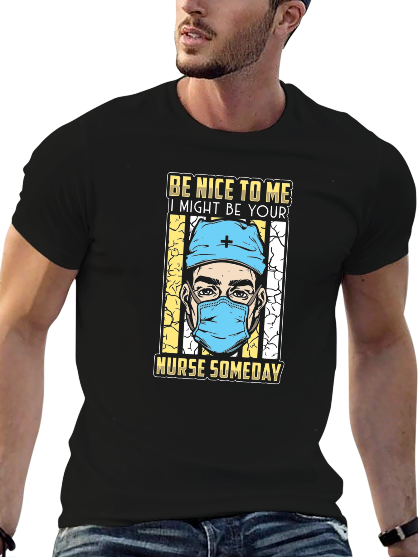 Black Be Nice To Me Nurse T-Shirt view 6