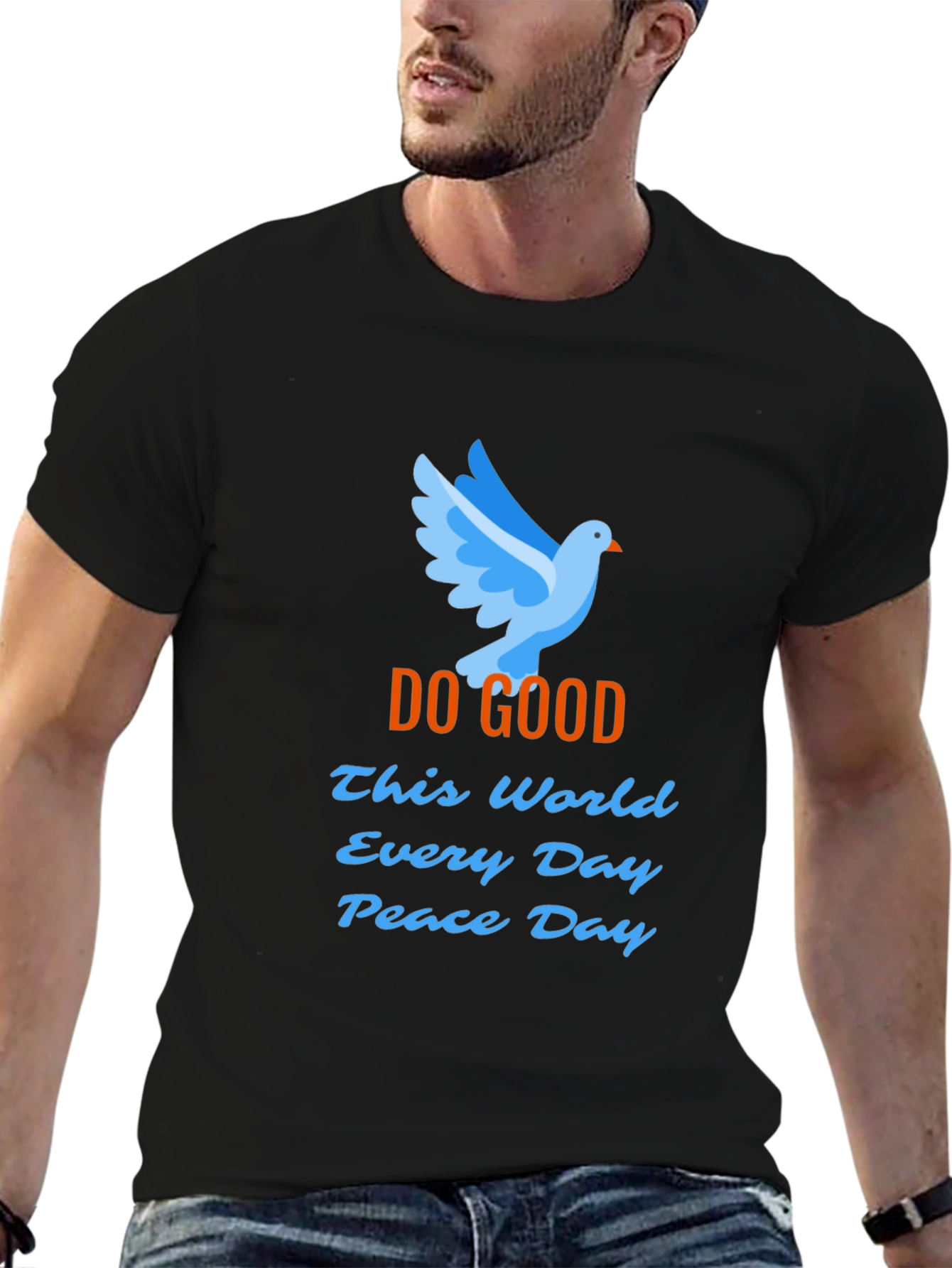 Black Peace Dove Graphic T-Shirt - Do Good Peace Day view 6