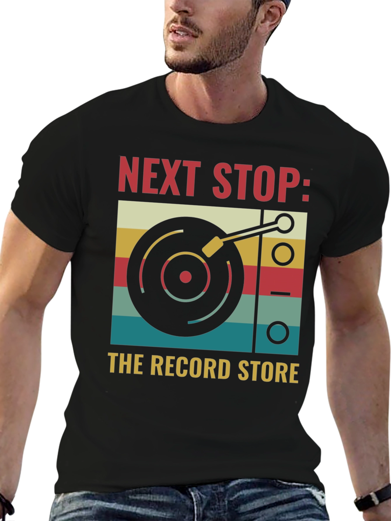 Black Next Stop Record Store Graphic Tee view 6