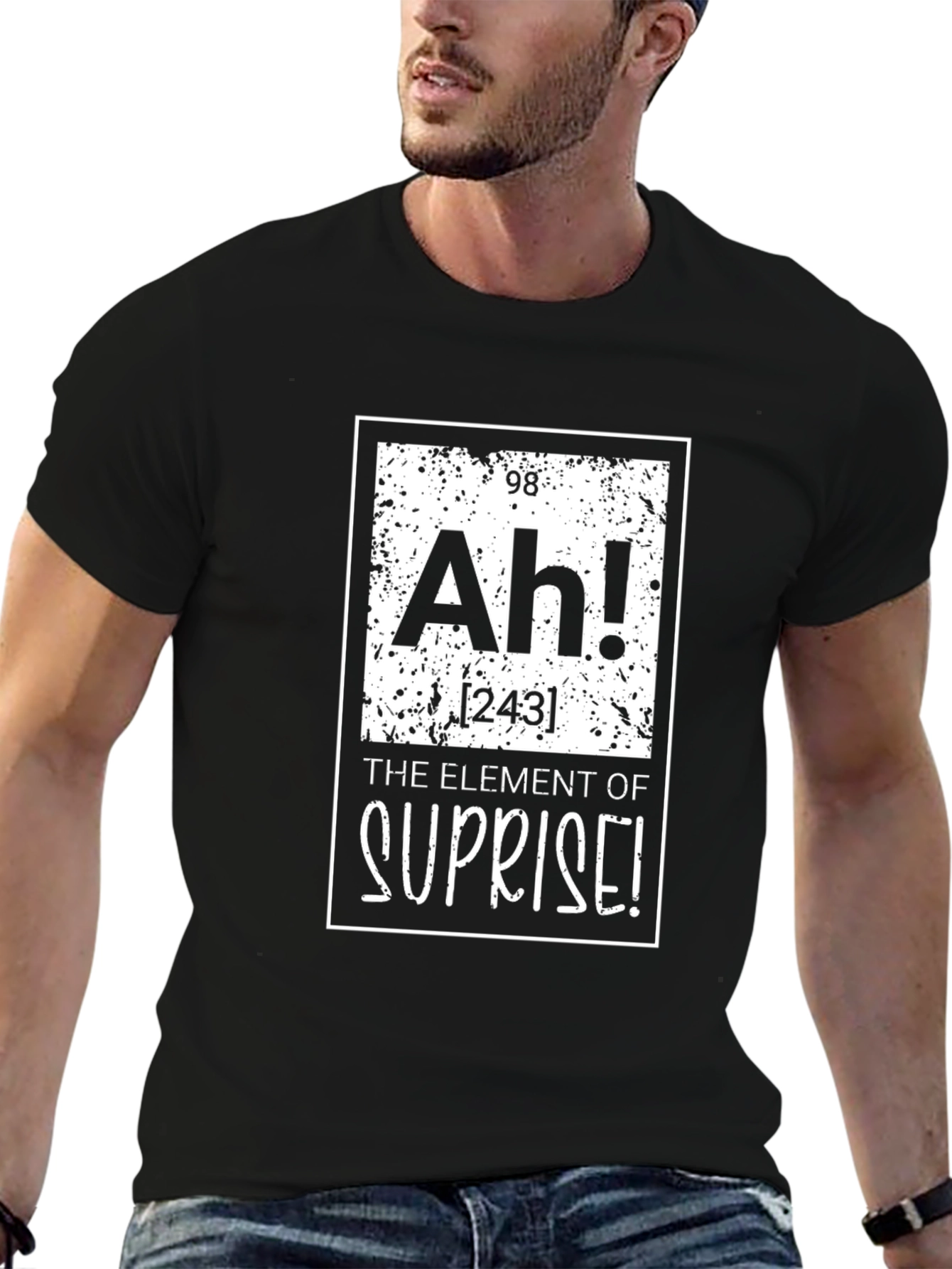 Black Ah! Element of Surprise Black Graphic T-Shirt view 6
