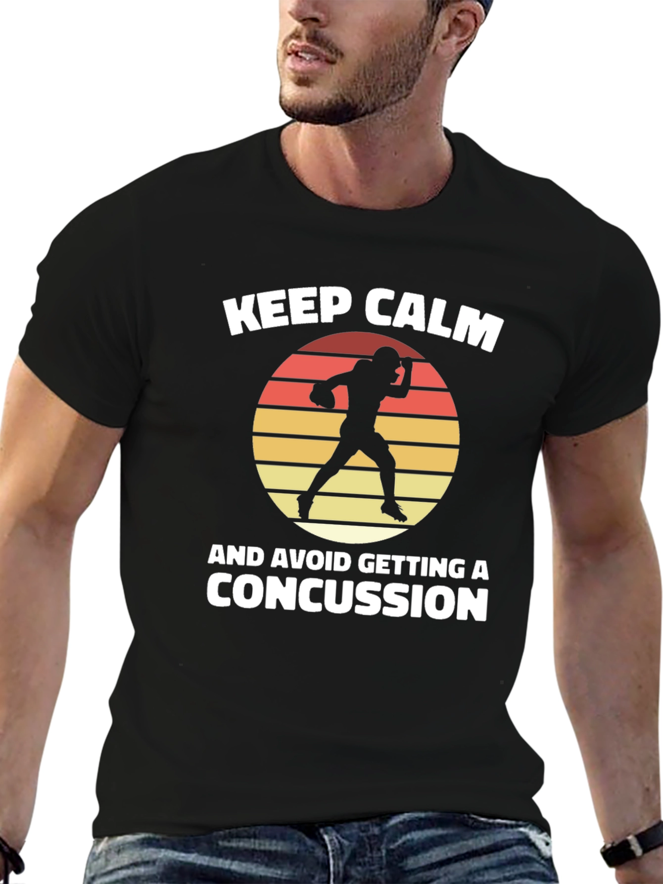Black Keep Calm Football T-Shirt view 6