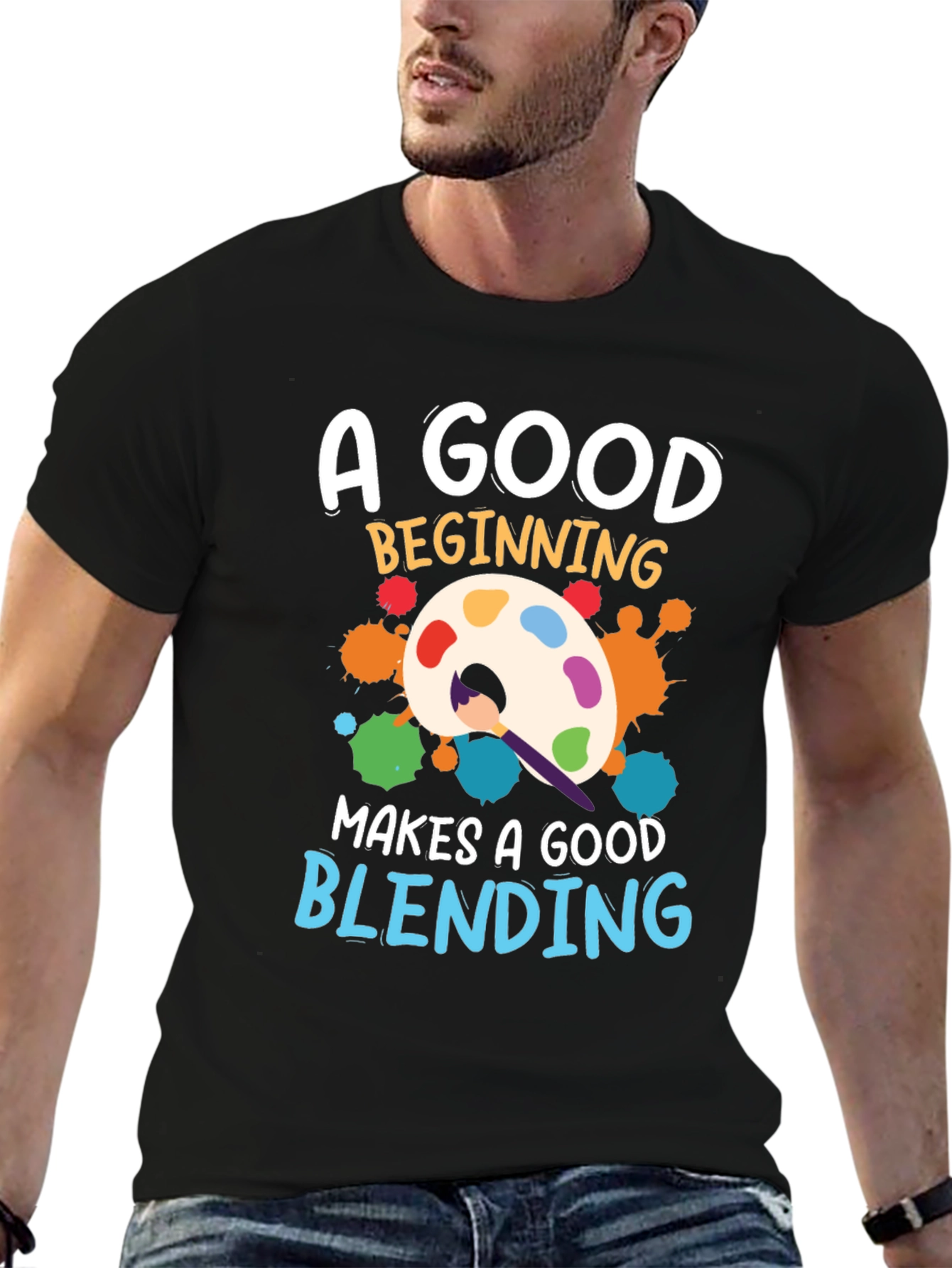 Black Artist Palette T-Shirt: A Good Beginning, Blending view 6