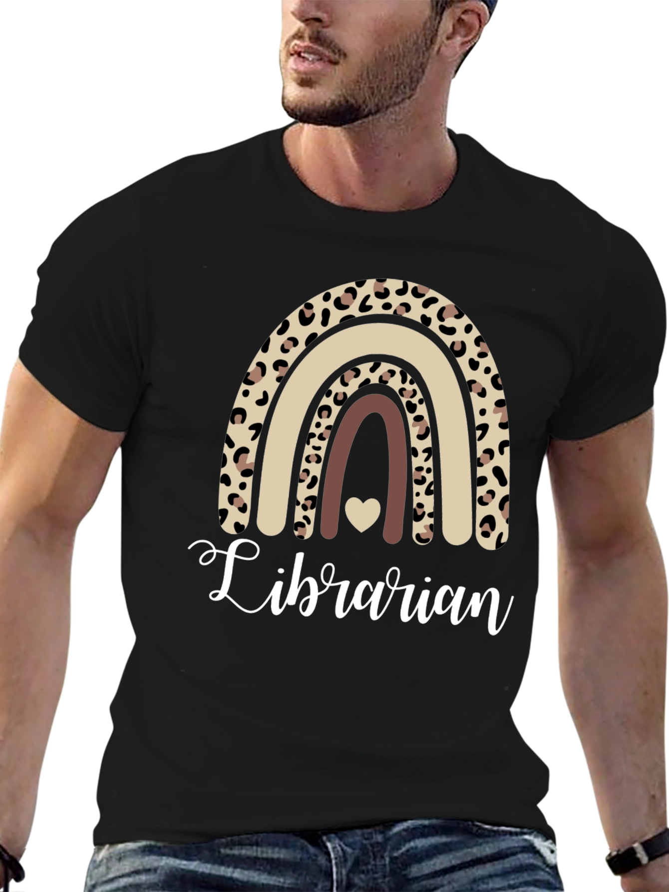 Black Librarian Leopard Rainbow T-Shirt view 6