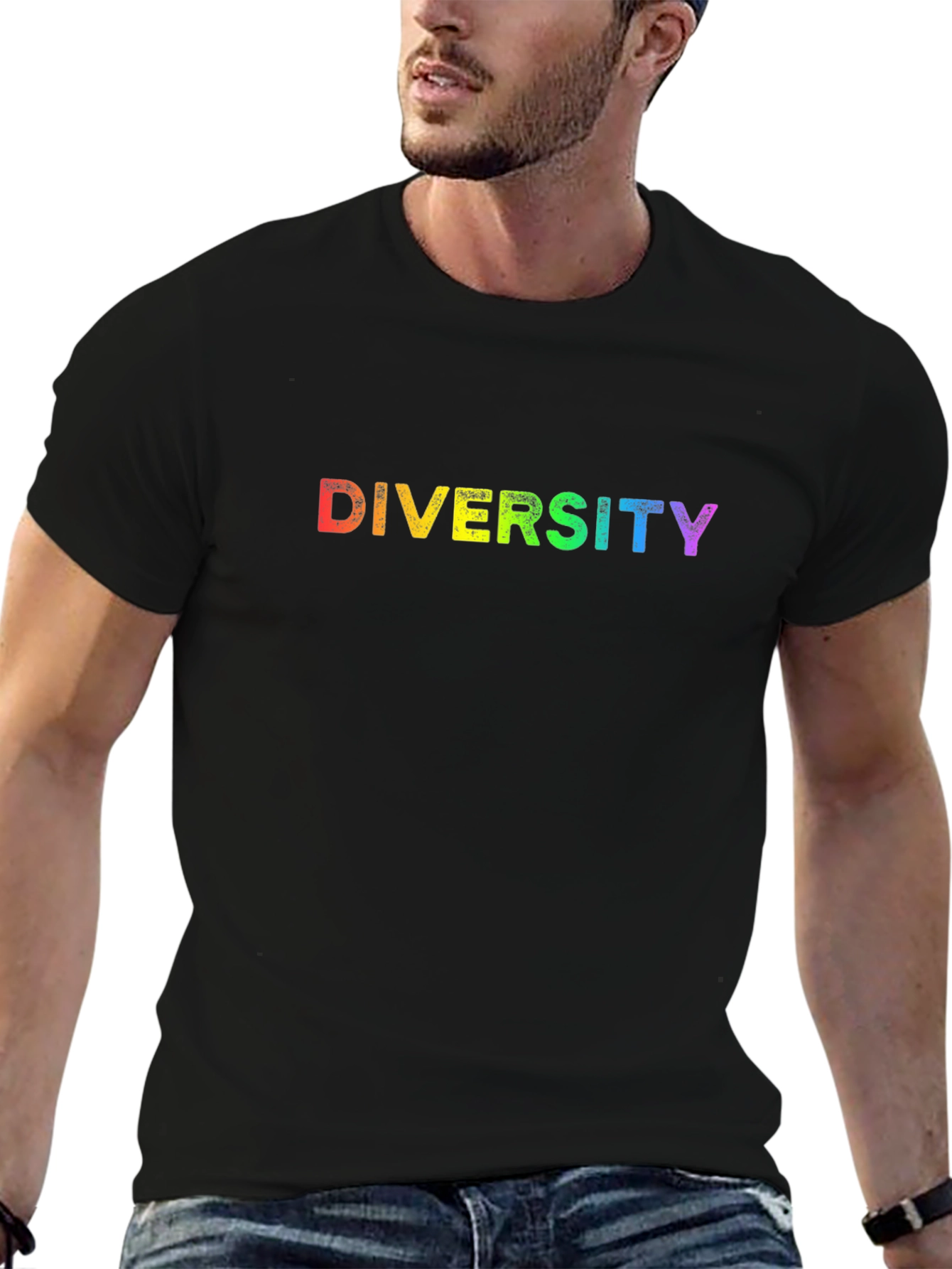 Black Diversity Rainbow T-Shirt - Black view 6