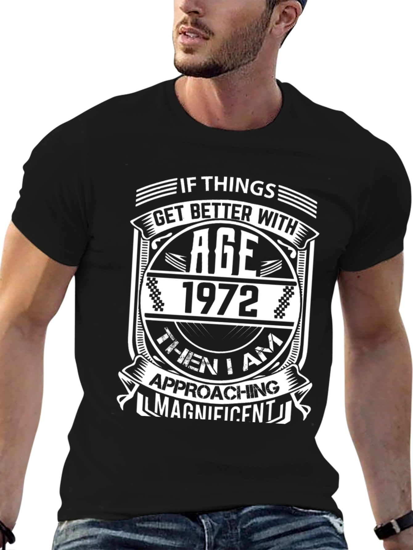 Black Vintage 1972 Birthday T-Shirt view 6