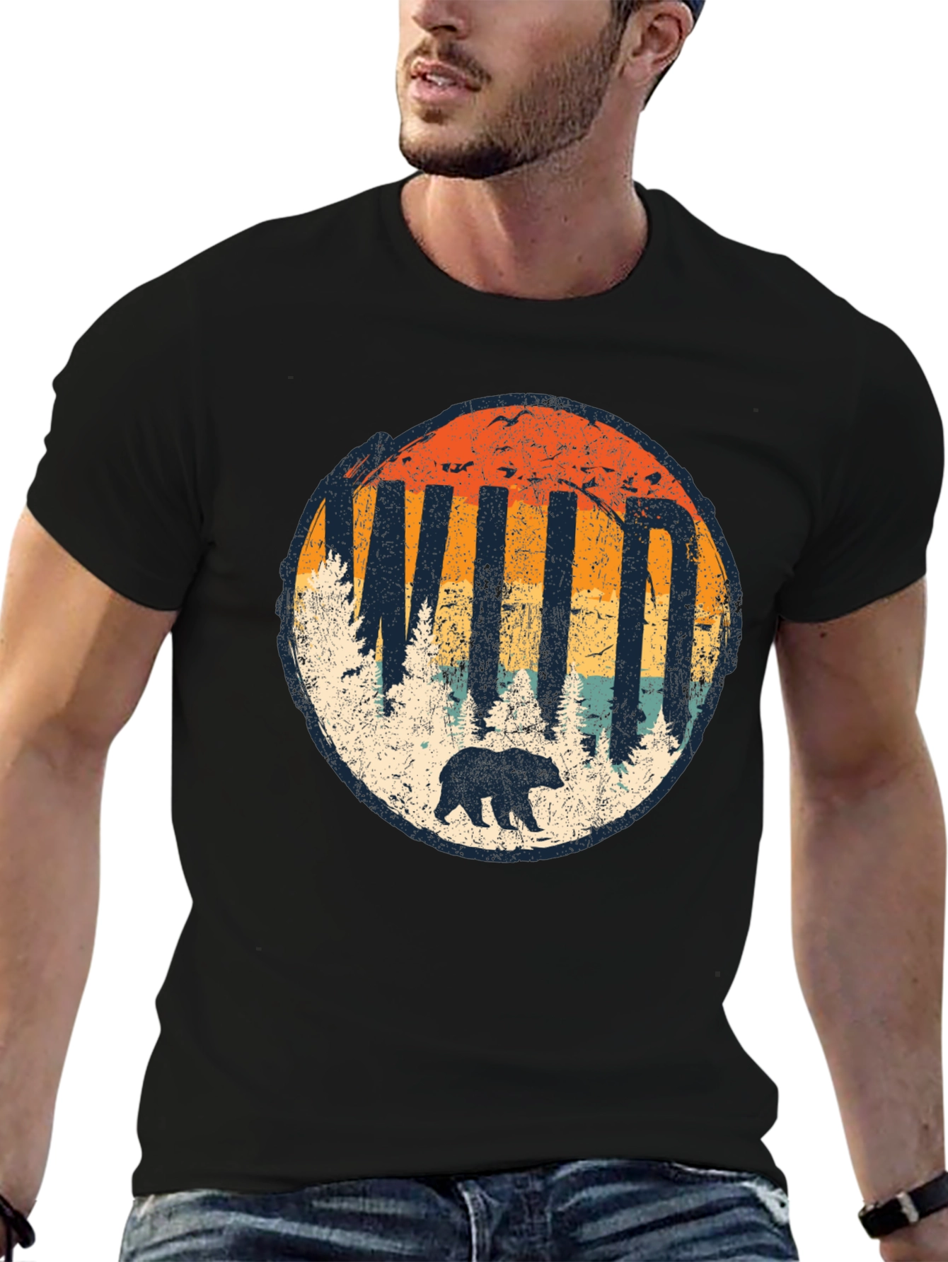 Black Wild Bear Graphic Tee - Nature Inspired Unisex Shirt view 6