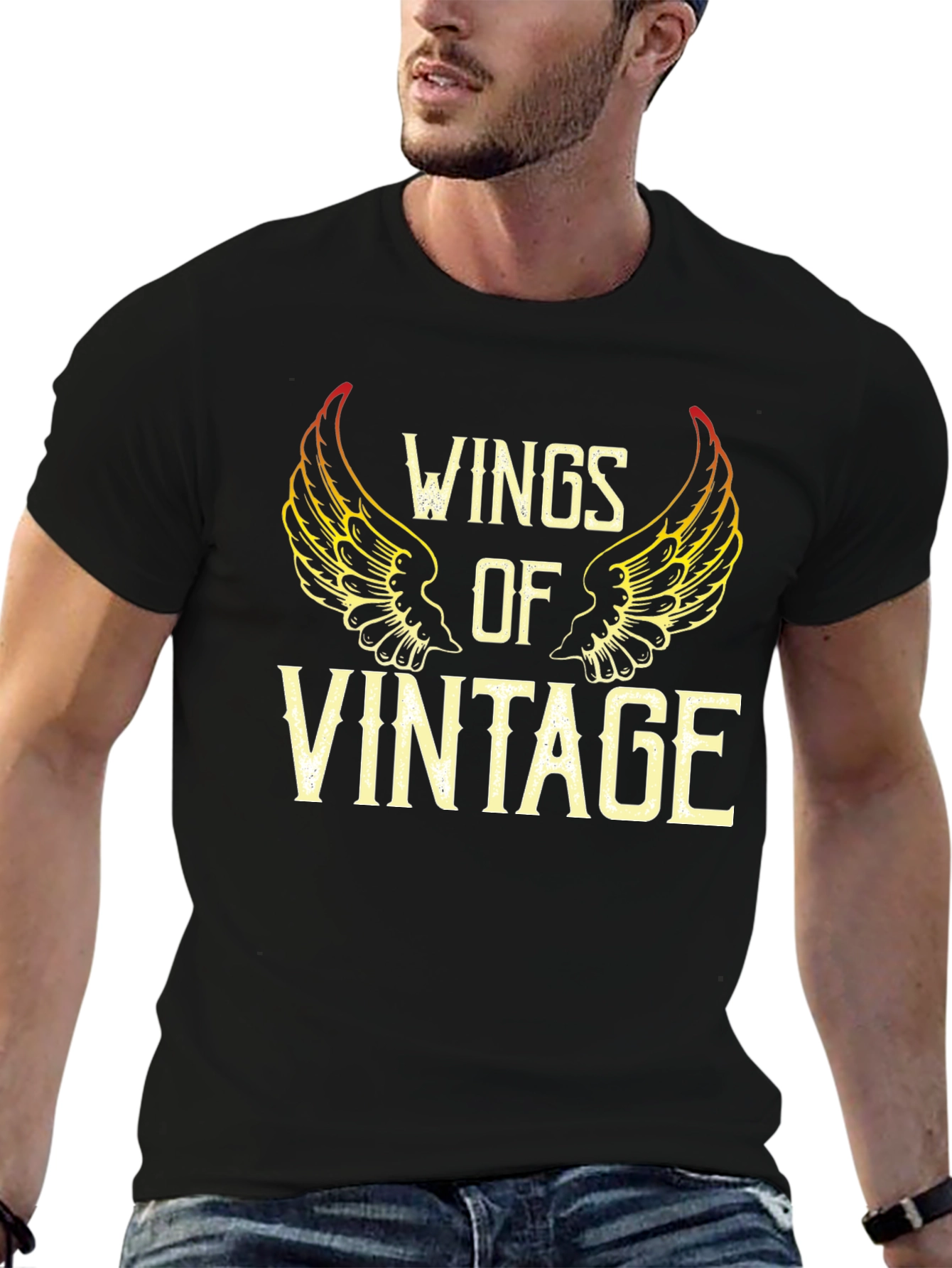 Black Wings of Vintage Graphic T-Shirt - Black view 6