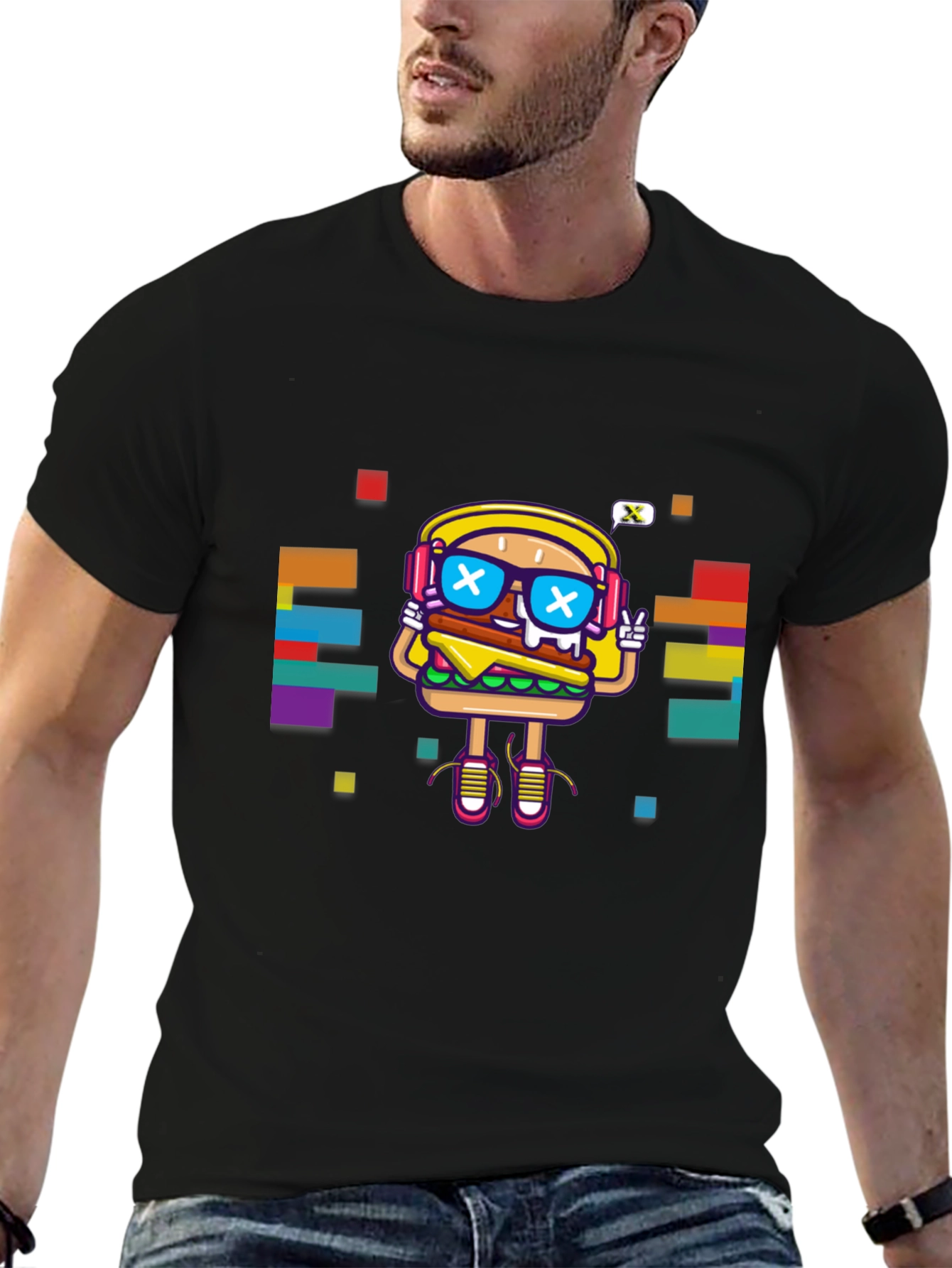 Black Cool Burger Graphic Tee - Unisex view 6
