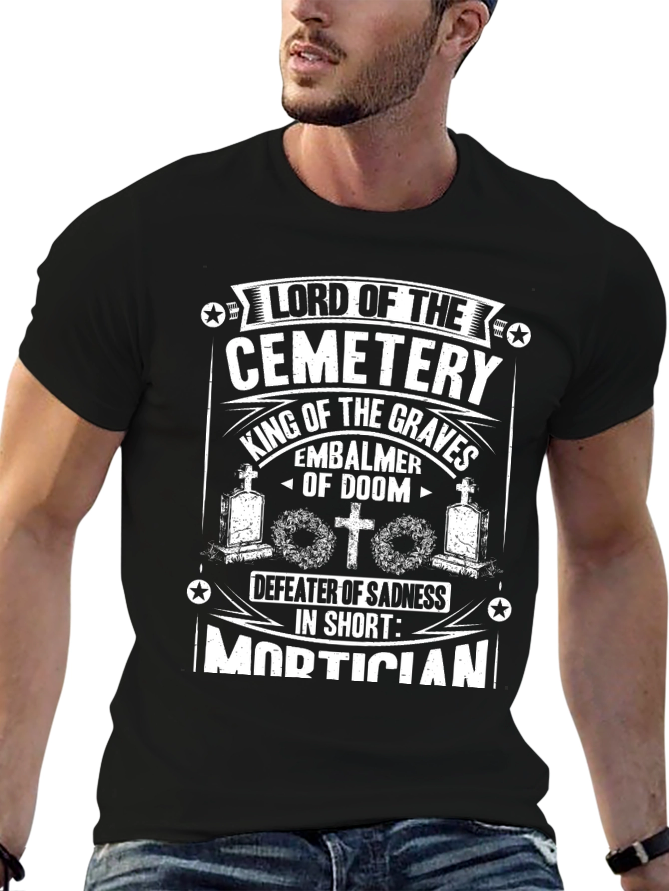Black Lord of the Cemetery Mortician T-Shirt view 6