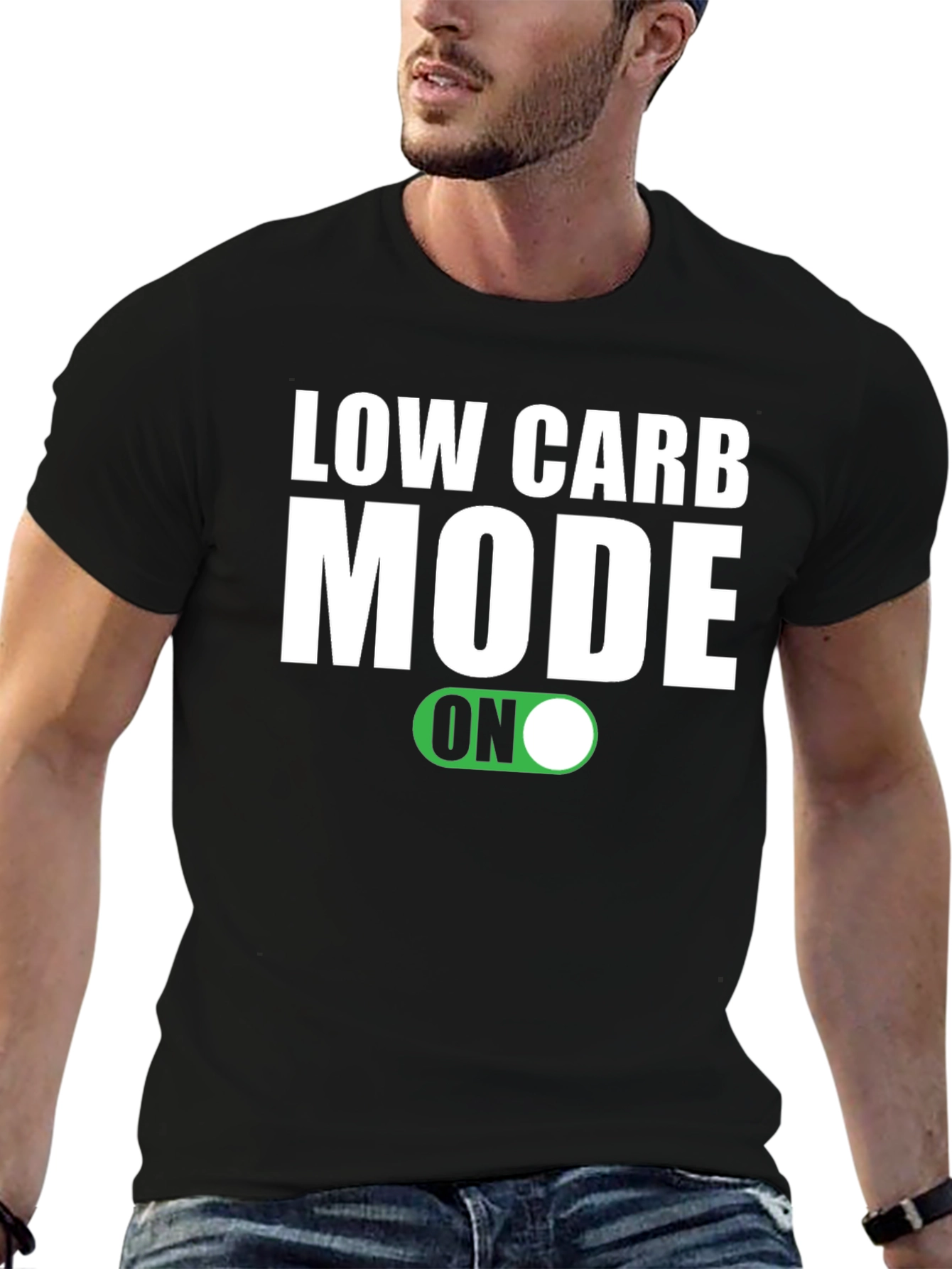 Low Carb Mode ON Black T-Shirt - 6