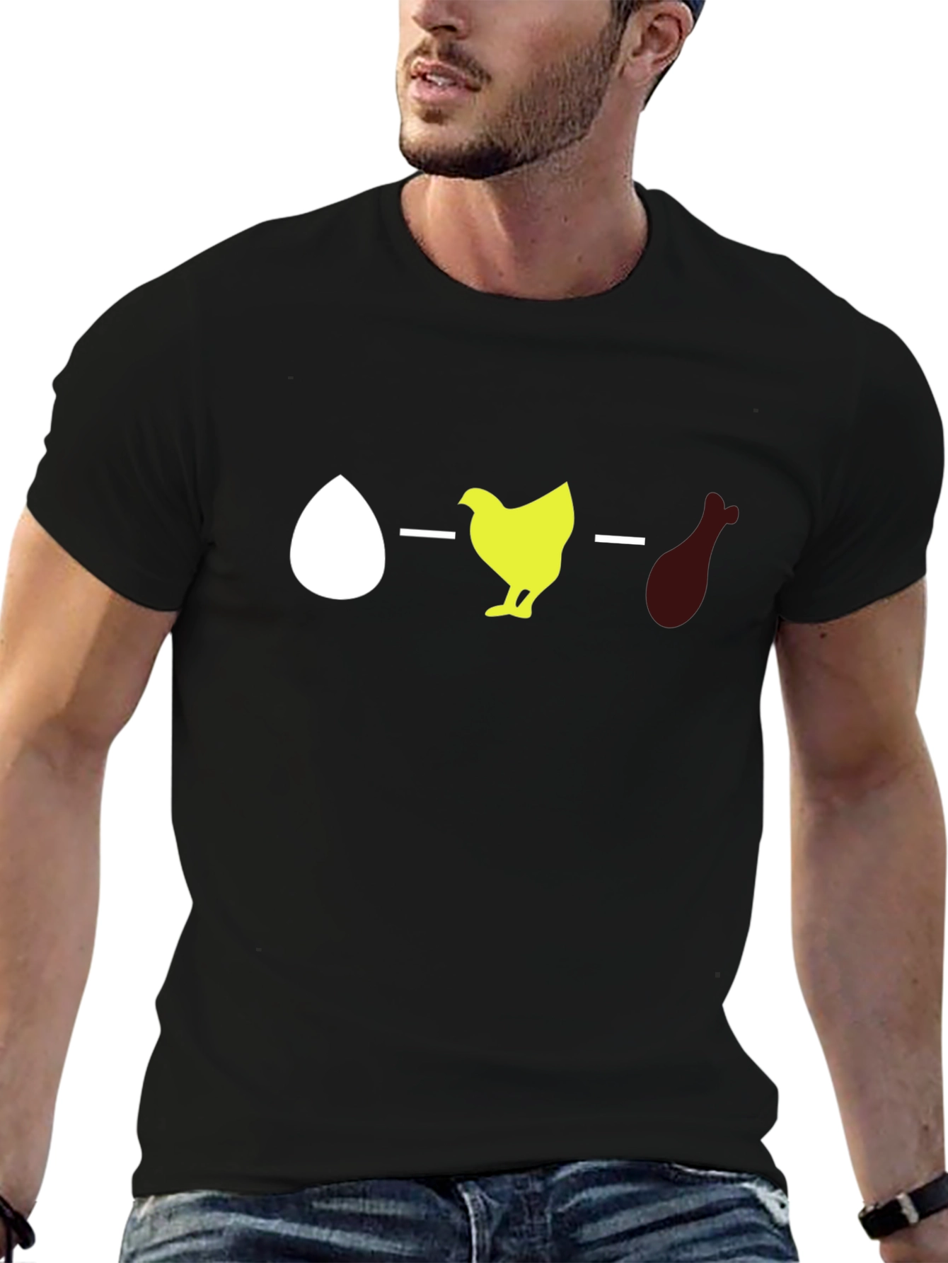 Black Egg, Chicken, Leg Evolution Graphic Tee view 6