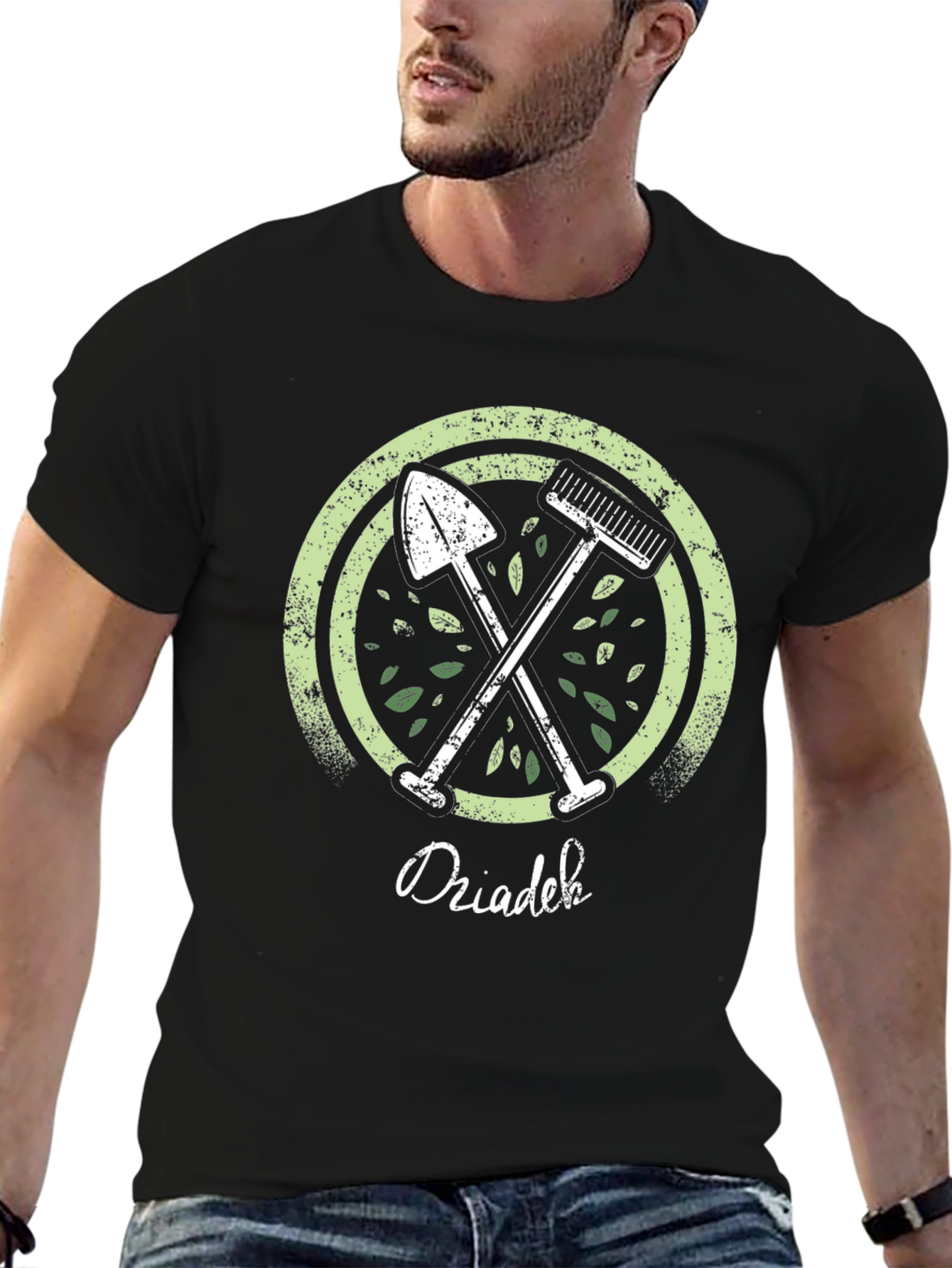 Black Gardening T-Shirt - 'Dziadek' Design view 6