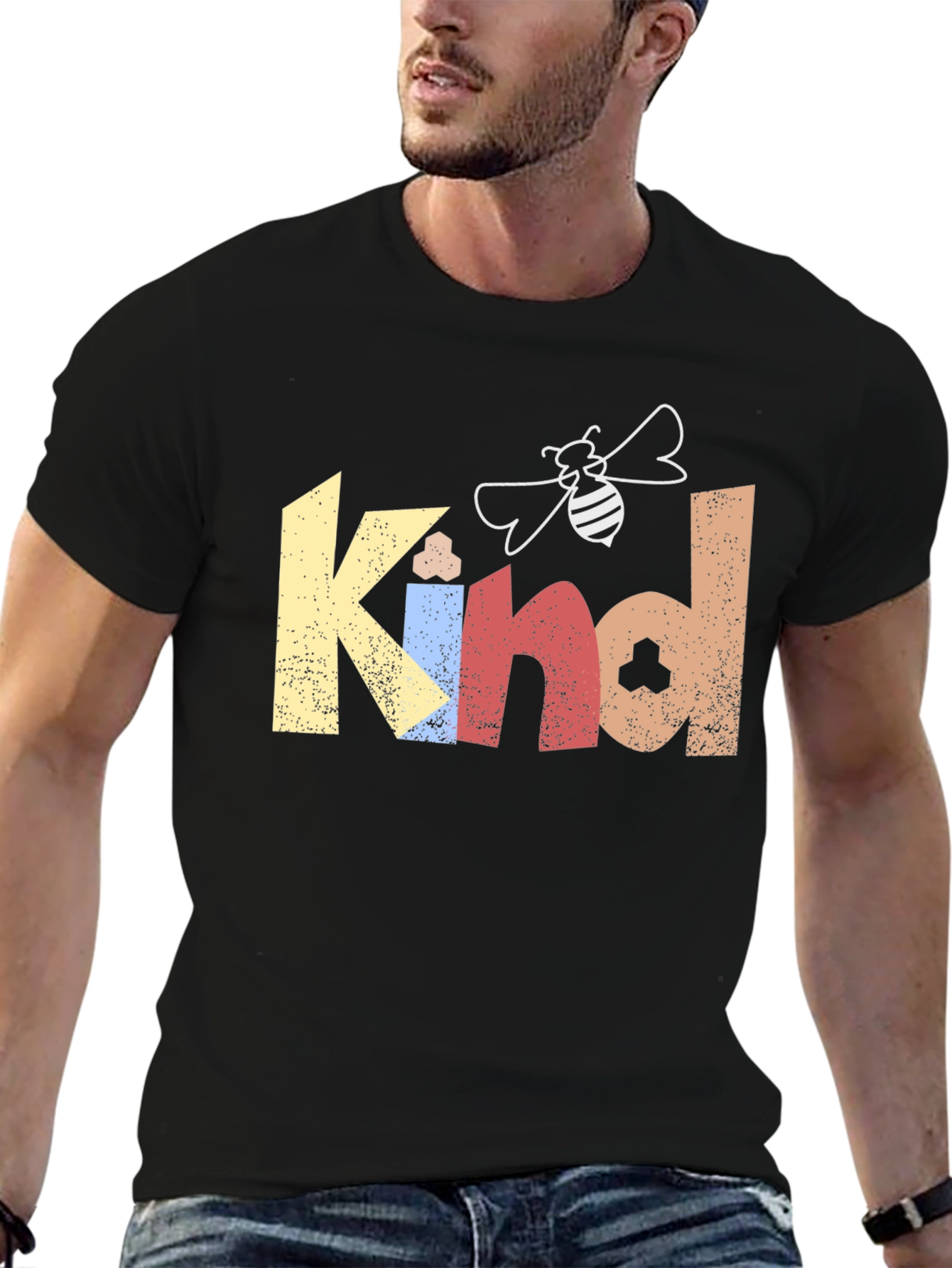 Black Be Kind T-Shirt - Bee Graphic Tee -  Motivational Shirt view 6