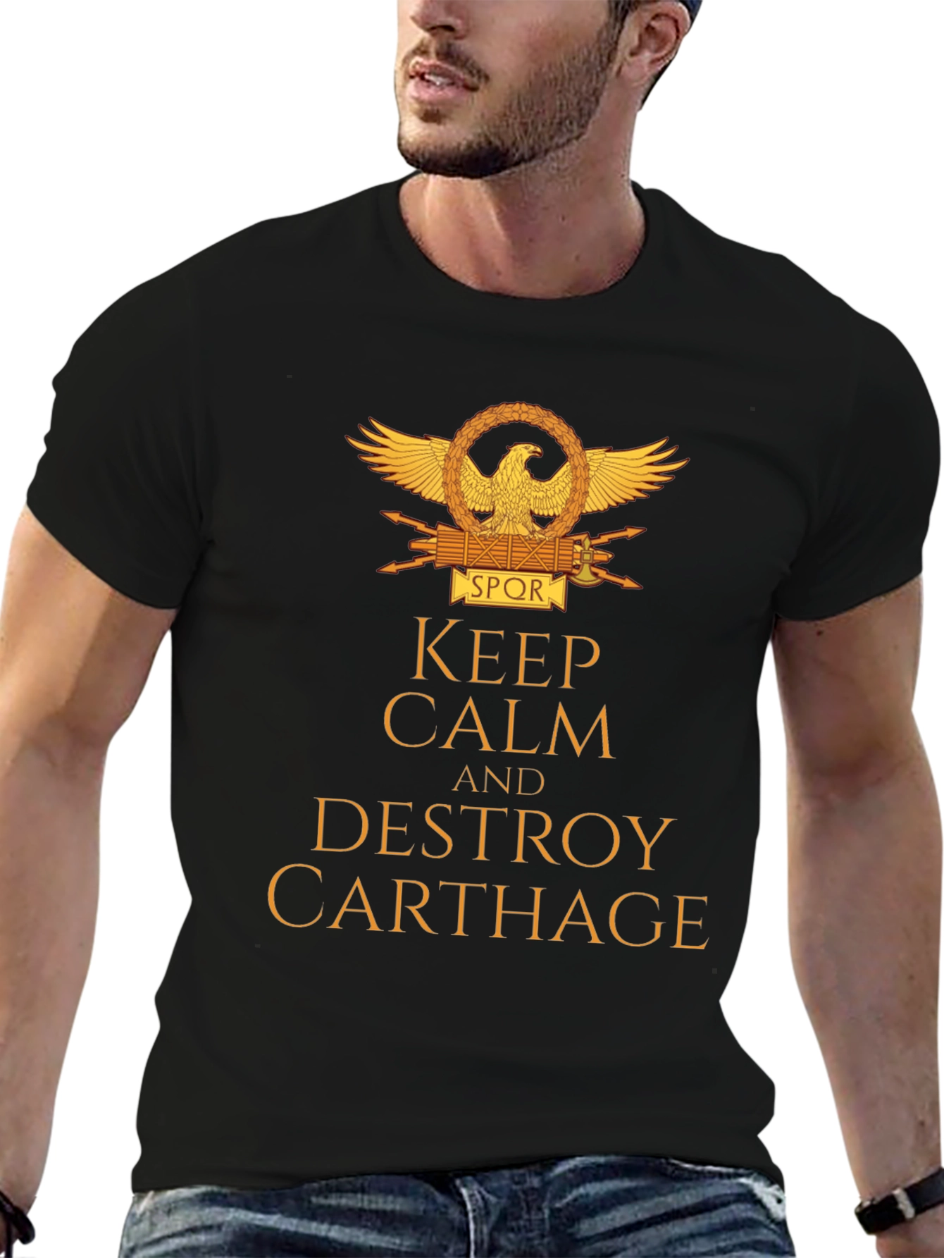 Black Keep Calm & Destroy Carthage T-Shirt view 6