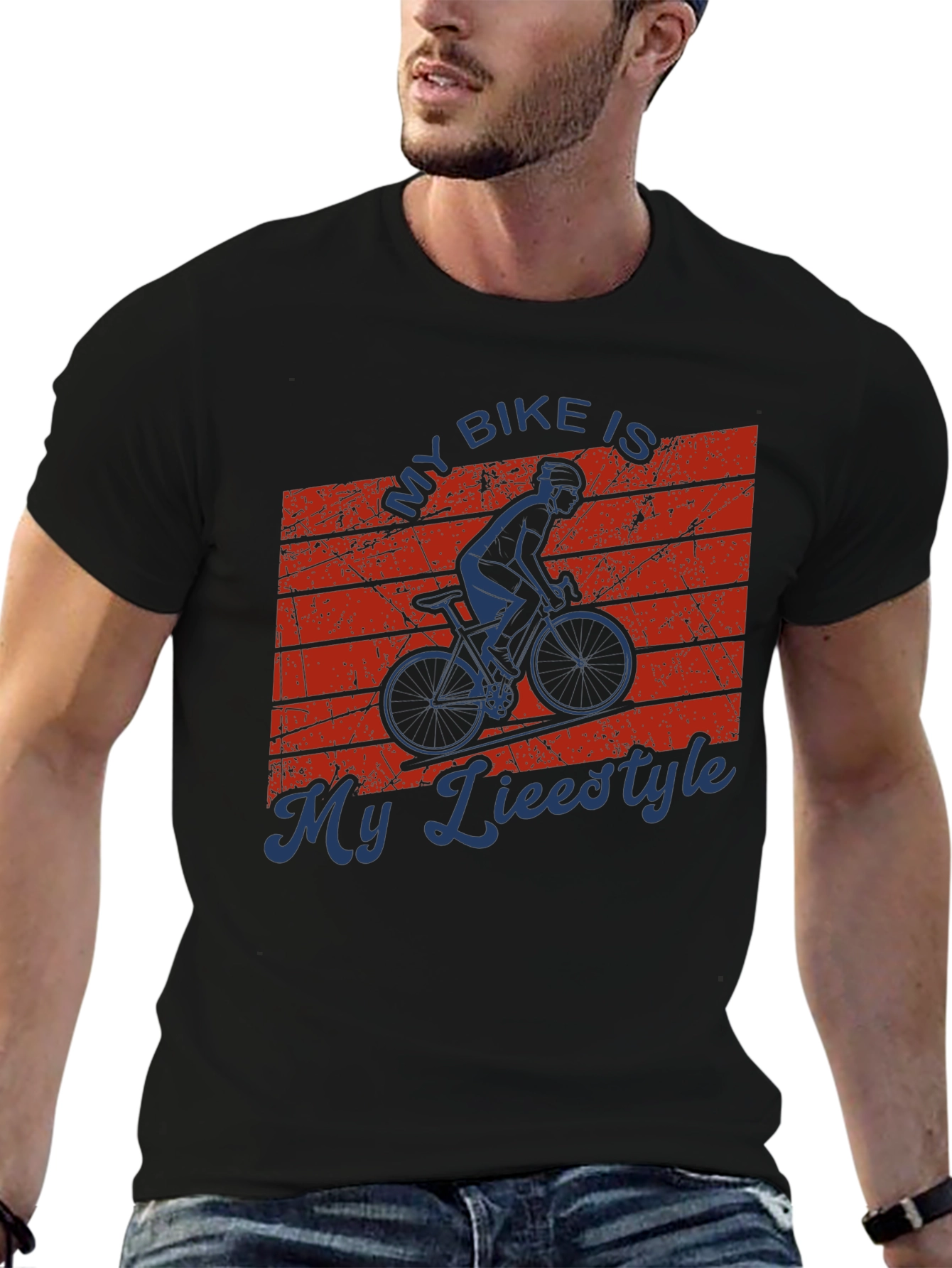 Black My Bike is My Lifestyle Graphic T-Shirt view 6