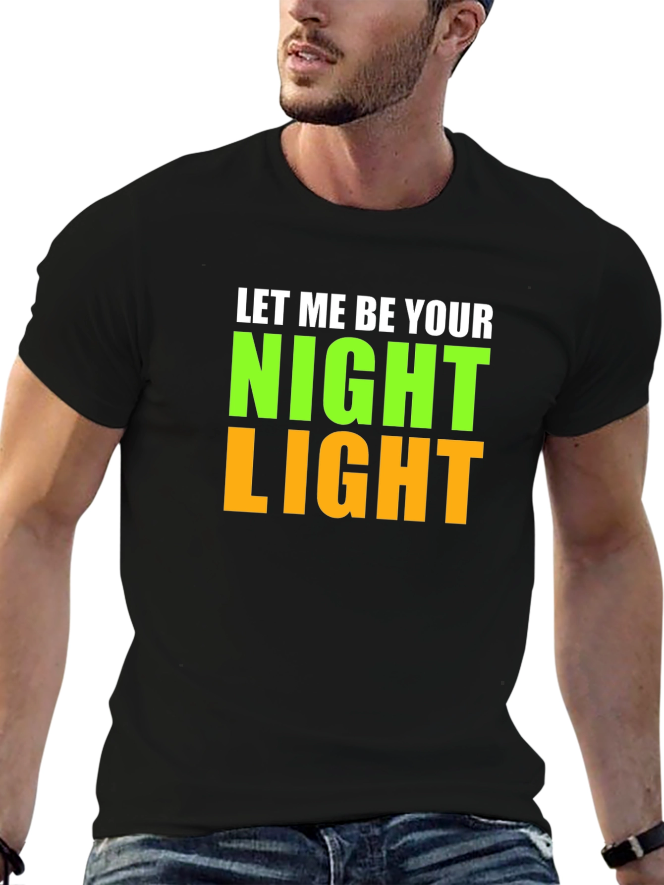 Black Night Light Graphic Tee - Black Cotton Blend view 6