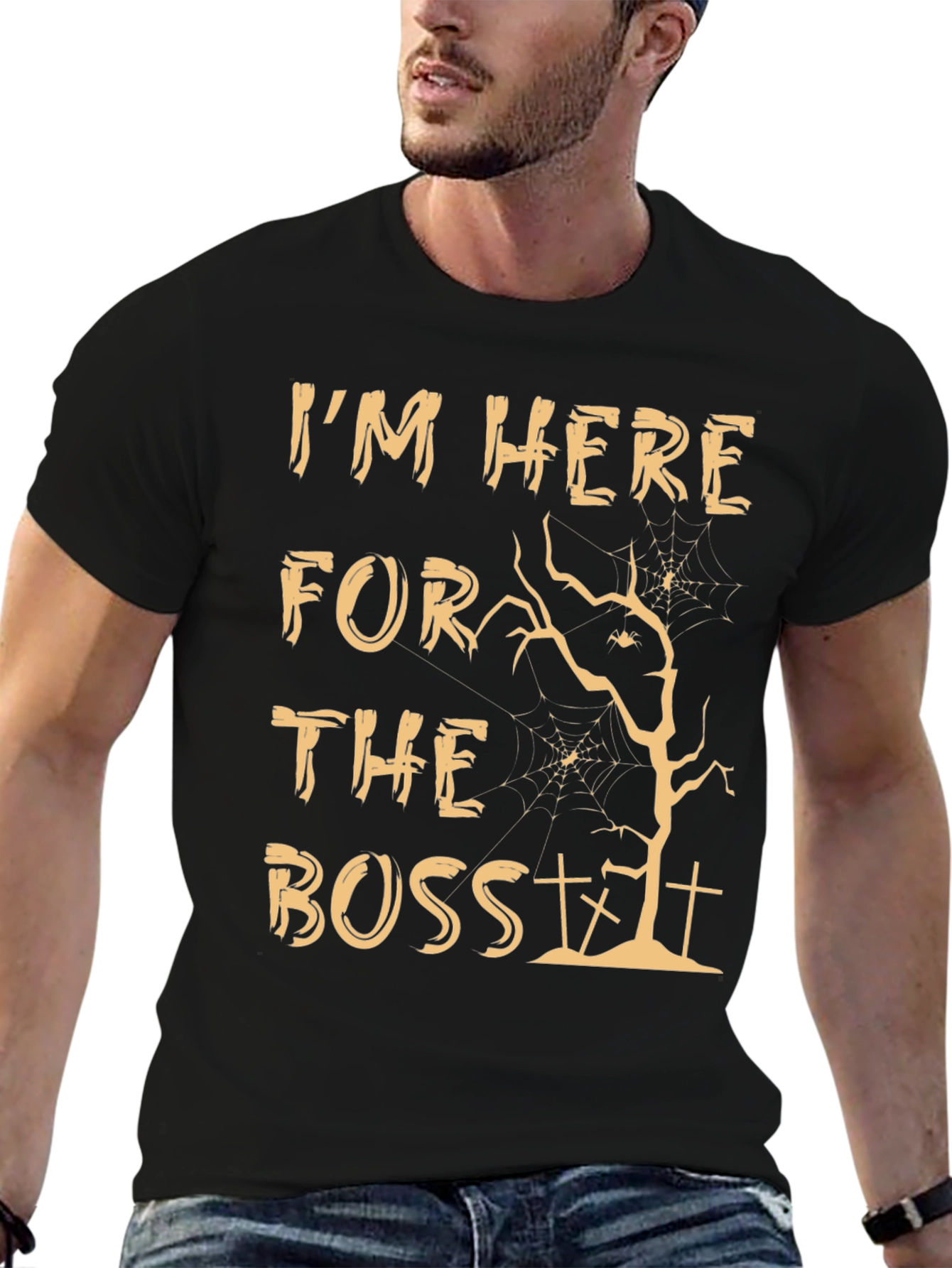 Black I'm Here for the Boos Halloween T-Shirt view 6