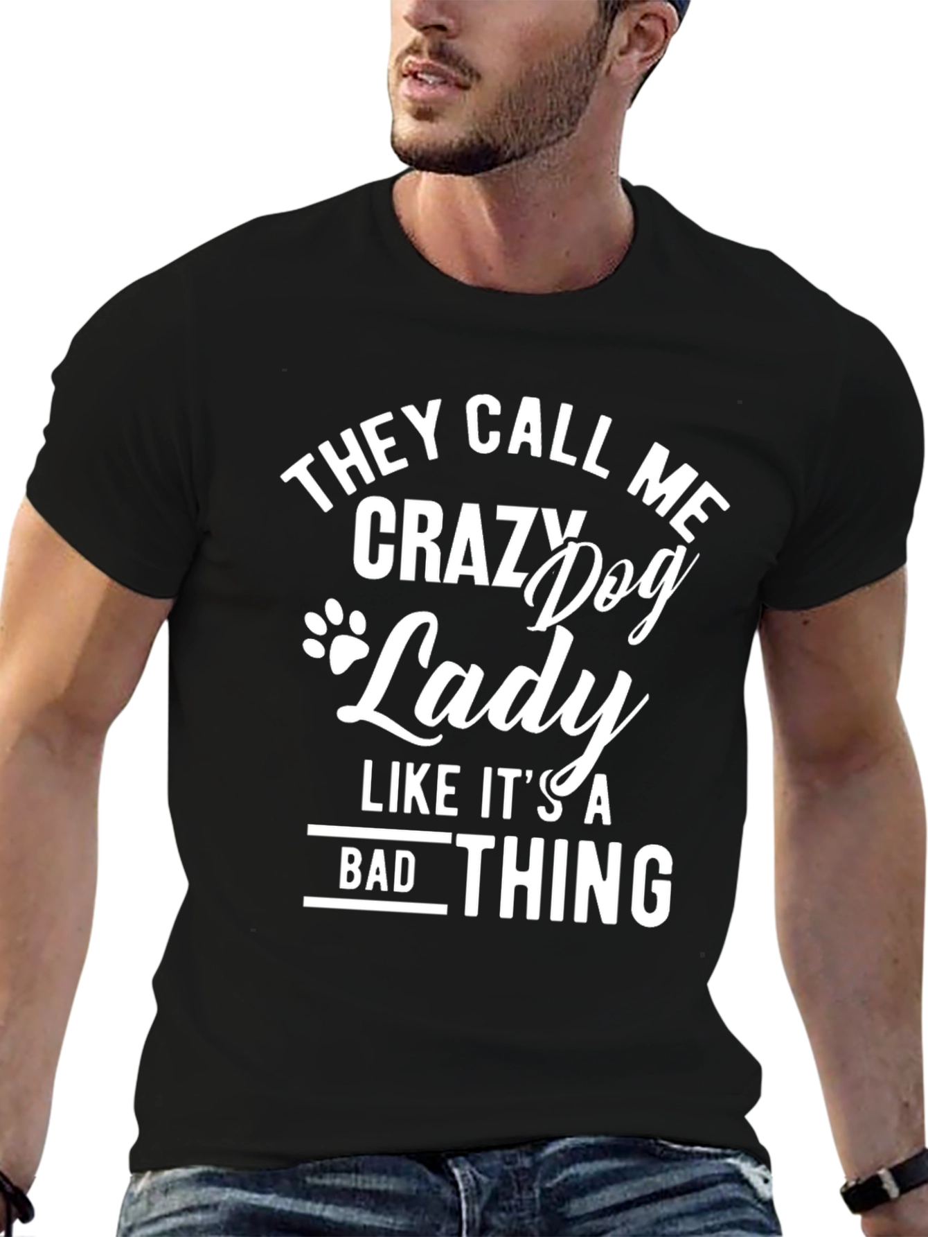 Black Crazy Dog Lady Graphic T-Shirt view 6
