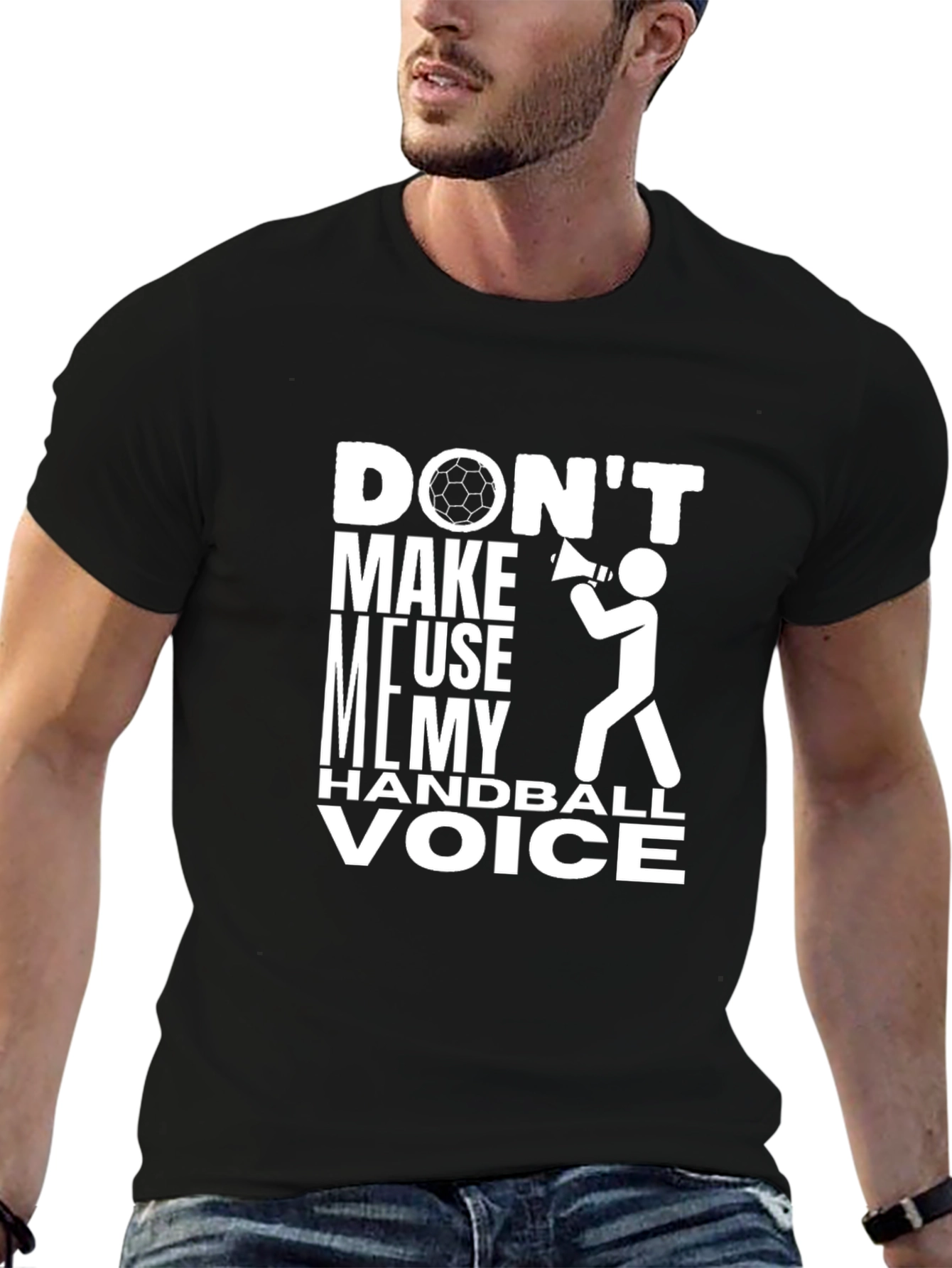 Black Handball Voice T-Shirt - Funny Graphic Tee view 6
