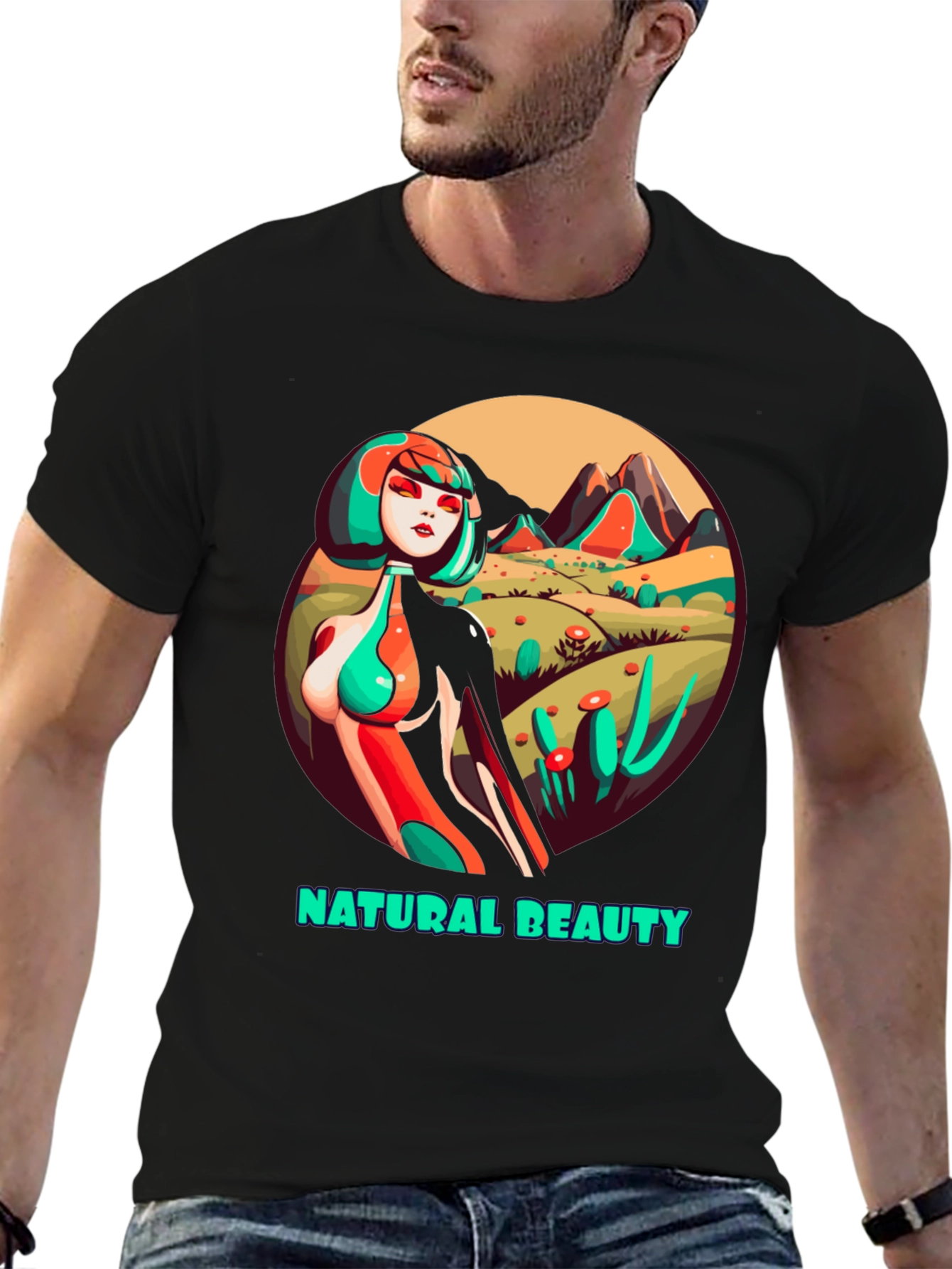 Black Natural Beauty Graphic Tee - Unique Artistic Design view 6