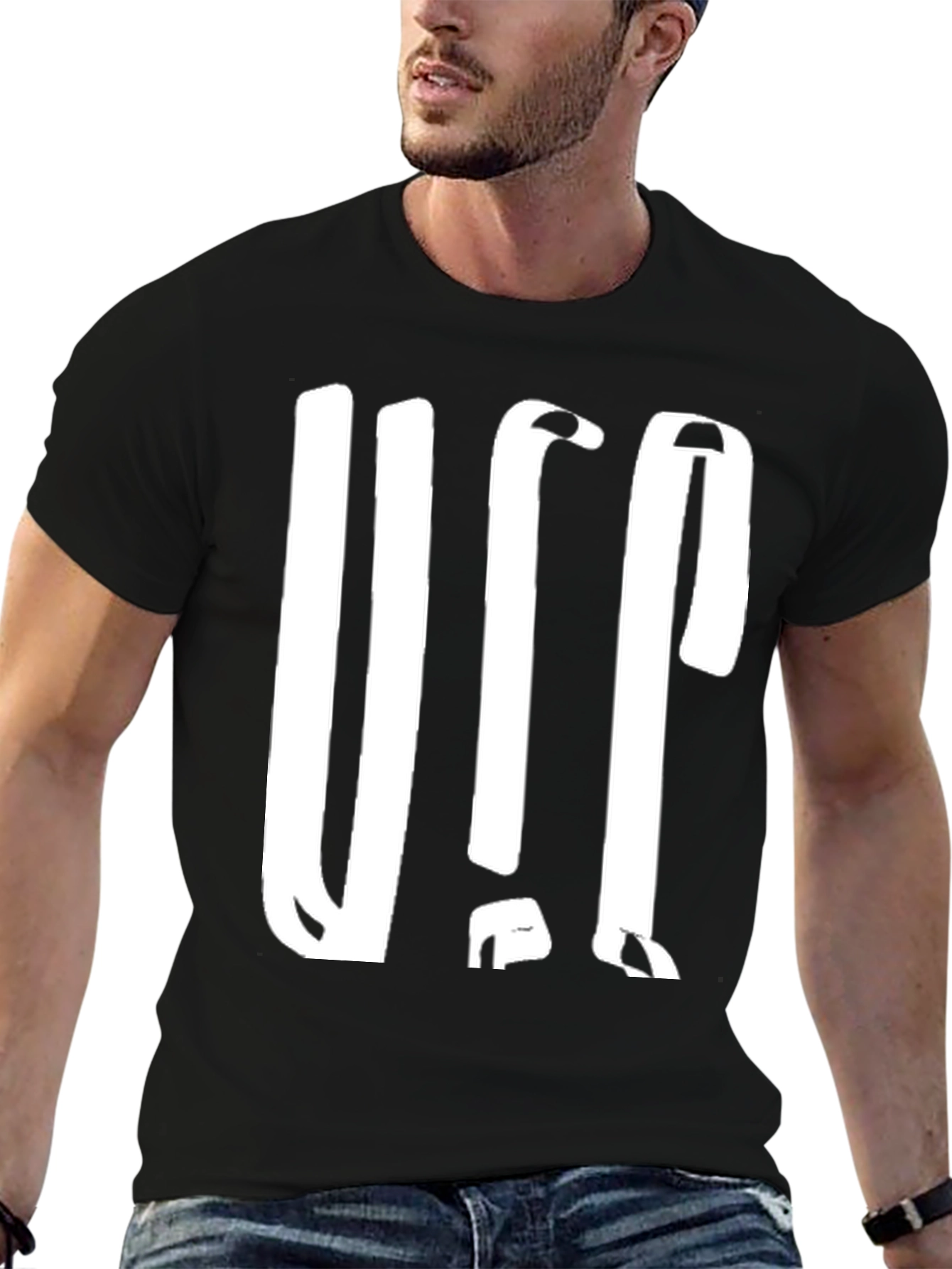 Black Bold Graphic Print Tee - Black view 6