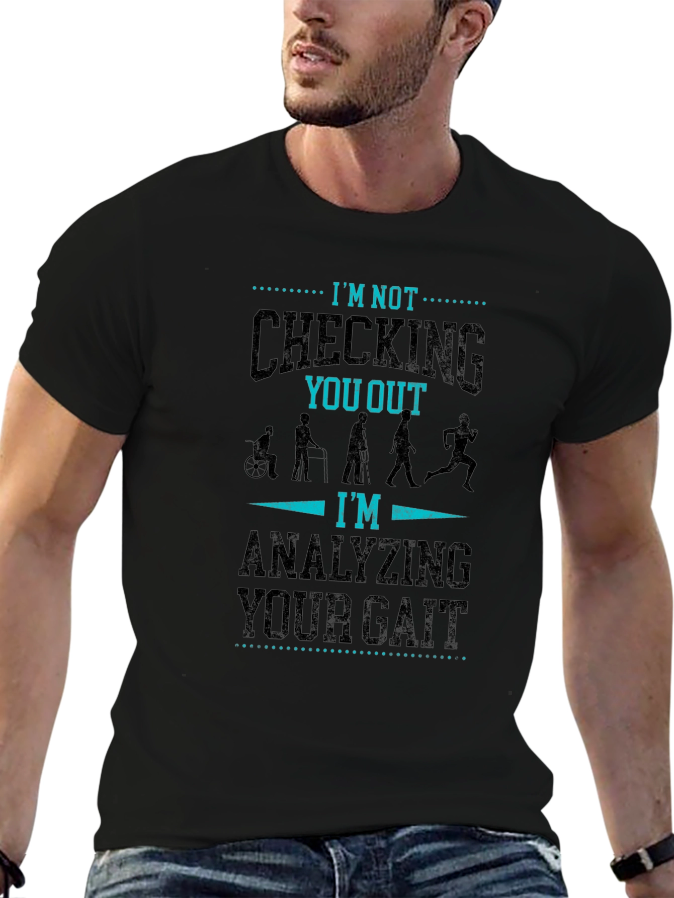 Black Gait Analysis T-Shirt - Funny Physical Therapy Tee view 6