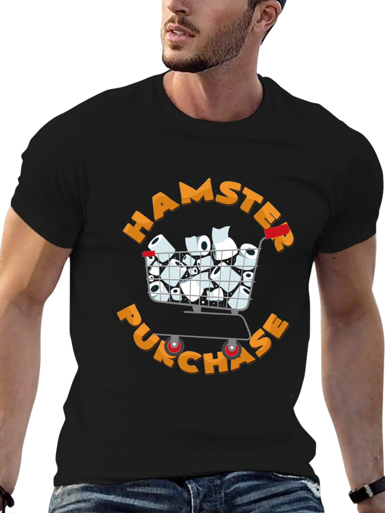 Black Hamster Purchase Toilet Paper Cart T-Shirt view 6