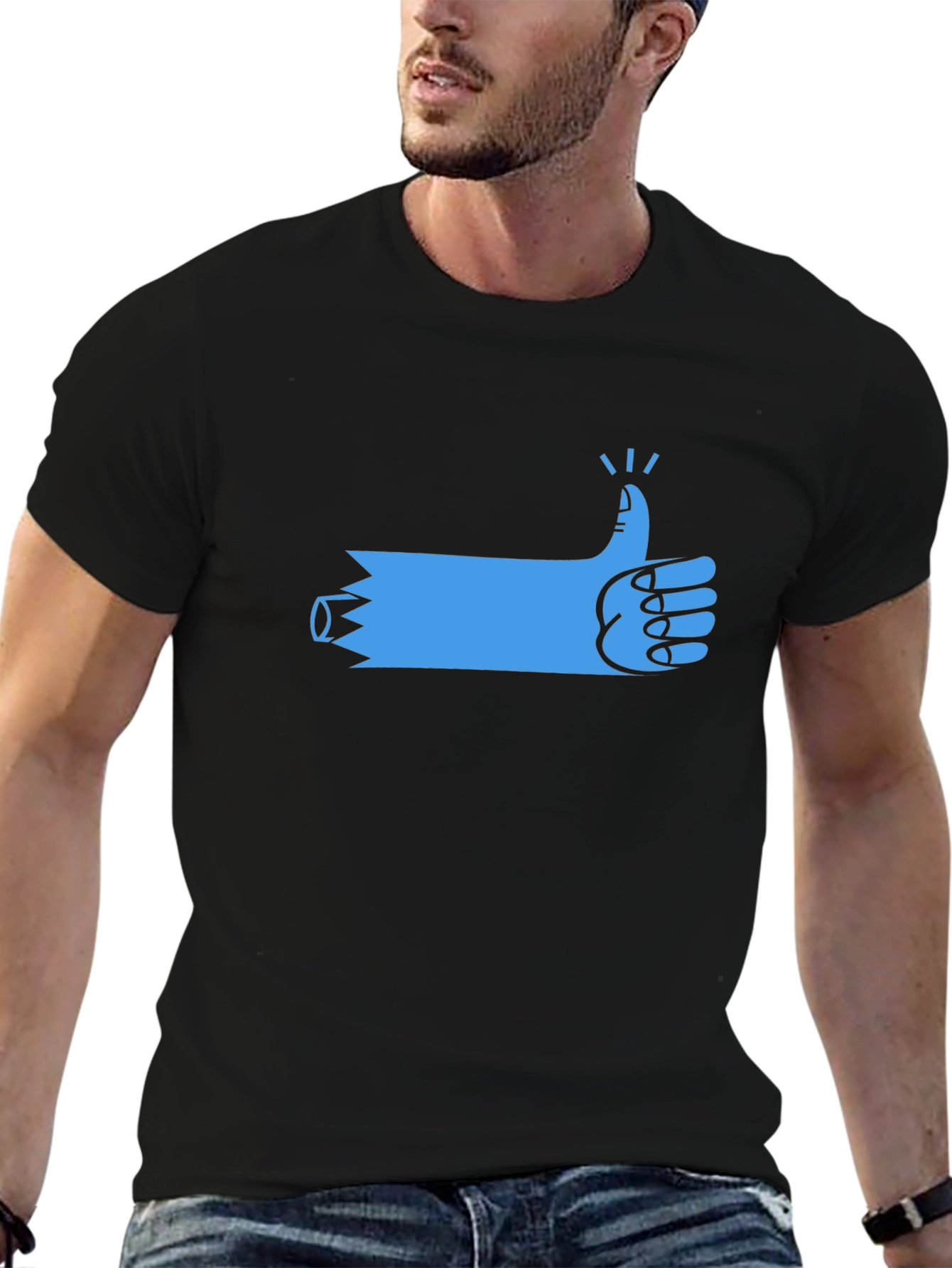Black Thumbs Up Graphic T-Shirt - Black view 6