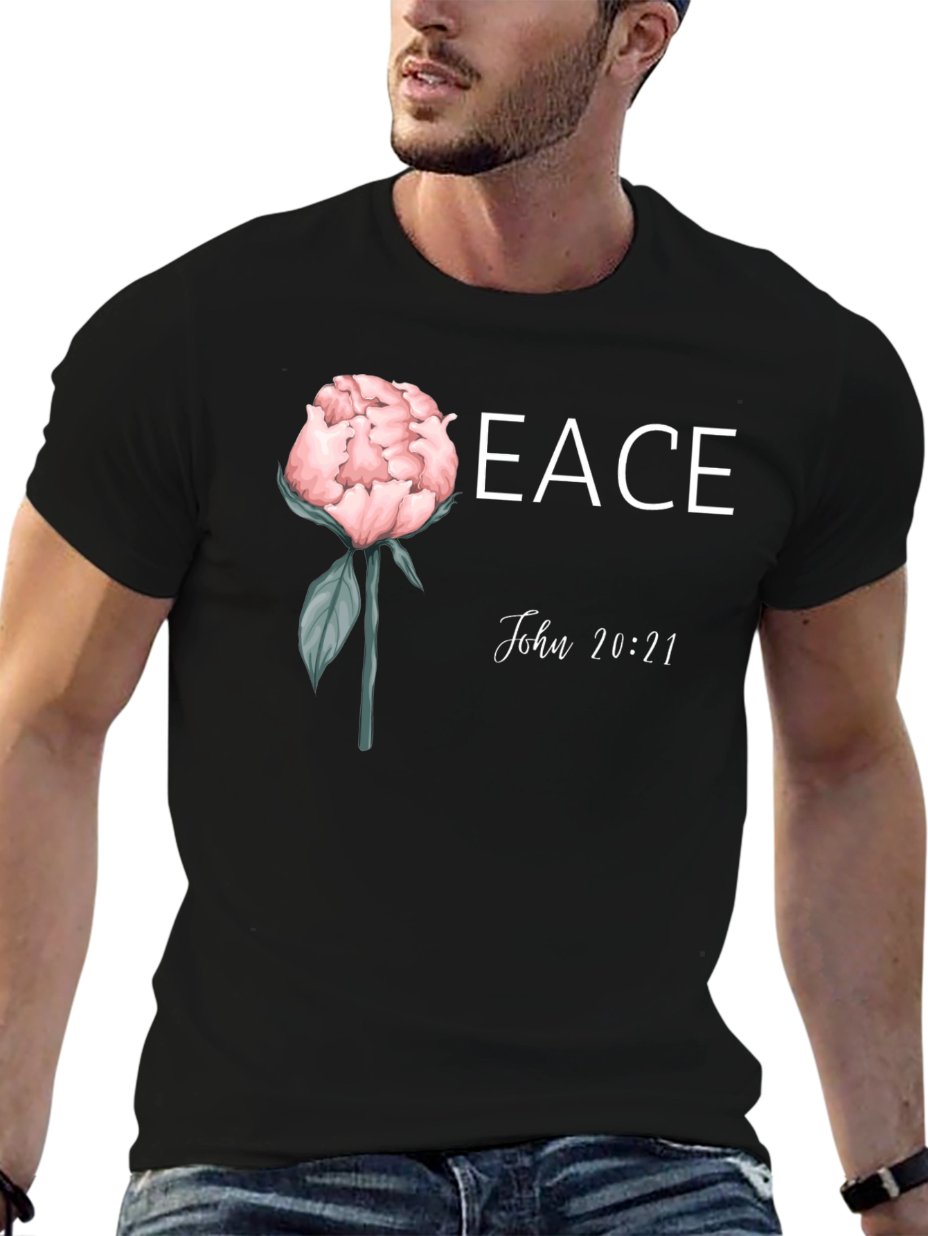 Black Peace John 20:21 Floral T-Shirt view 6