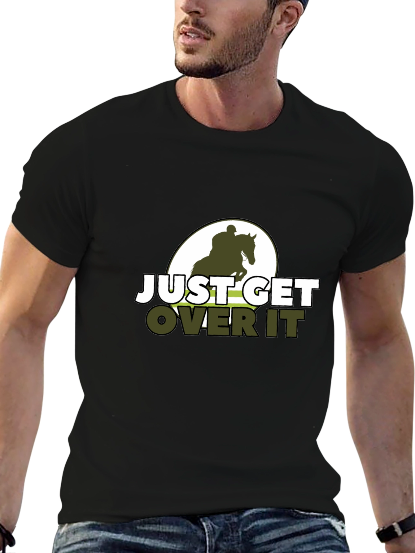 Black Just Get Over It Horse Riding T-Shirt view 6