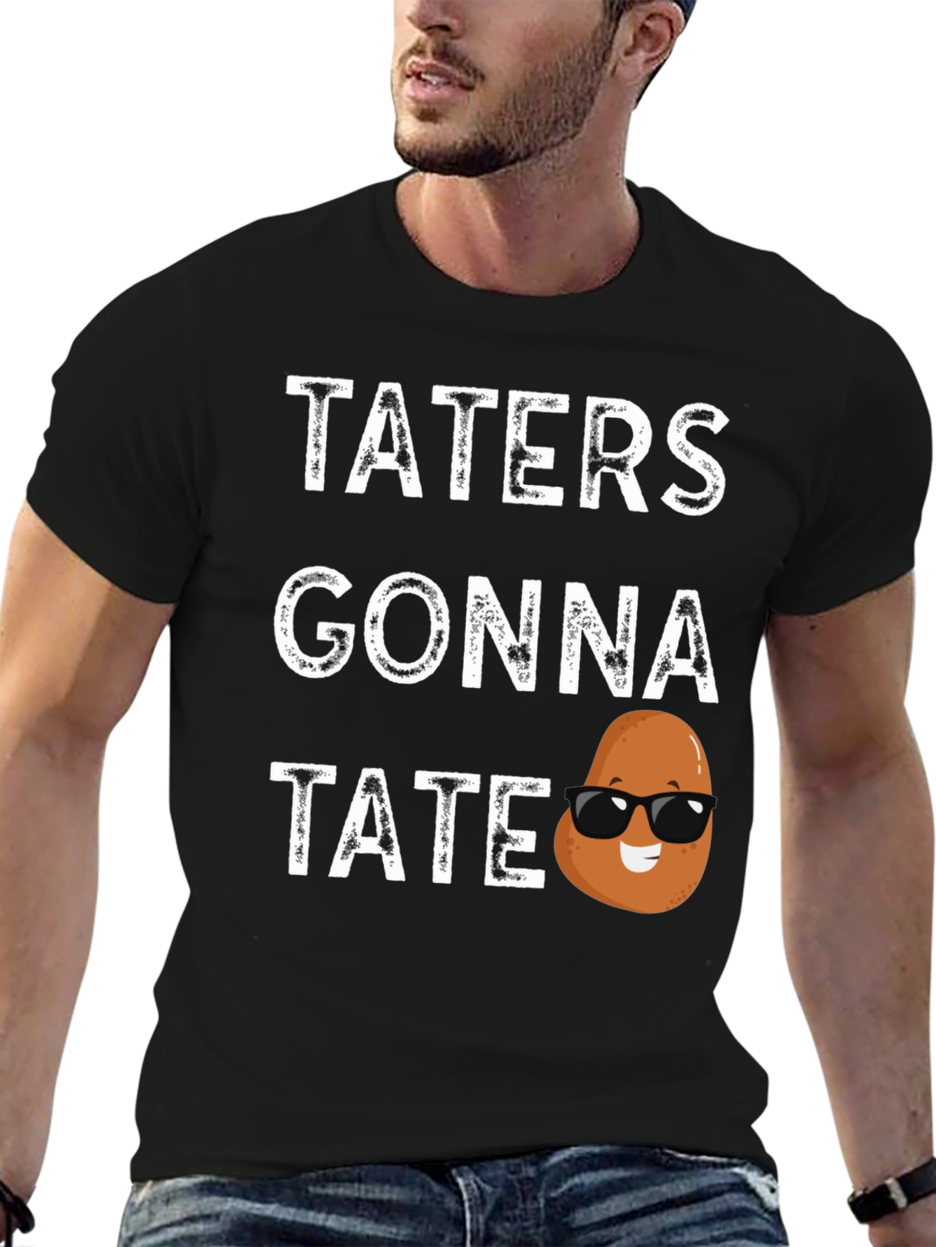 Black Taters Gonna Tate Funny Potato Graphic T-Shirt view 6