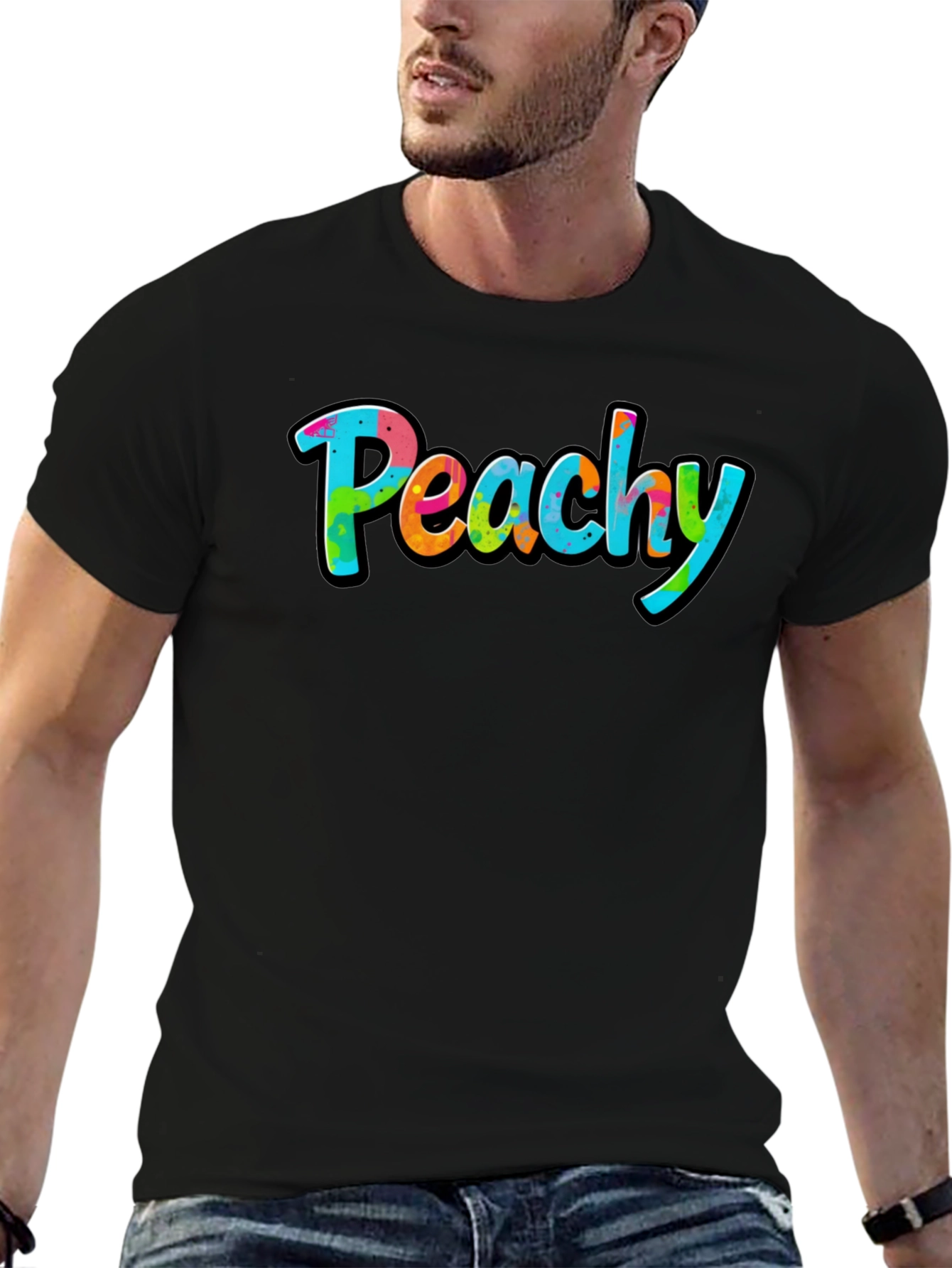 Peachy Graphic Black T-Shirt - Casual Style - 6