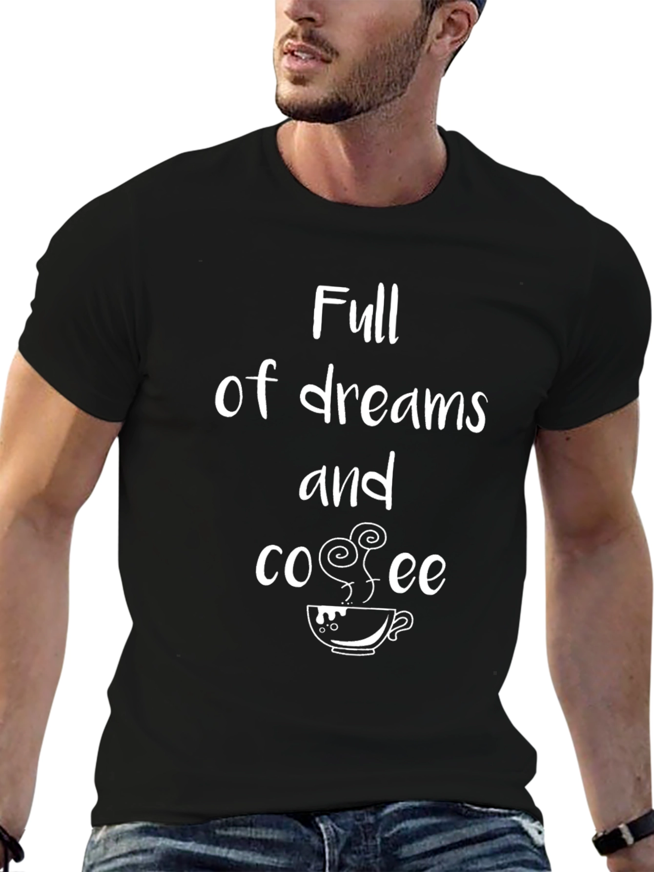 Black Dreamy Coffee Lover T-Shirt |  Unisex Short Sleeve Black Tee view 6
