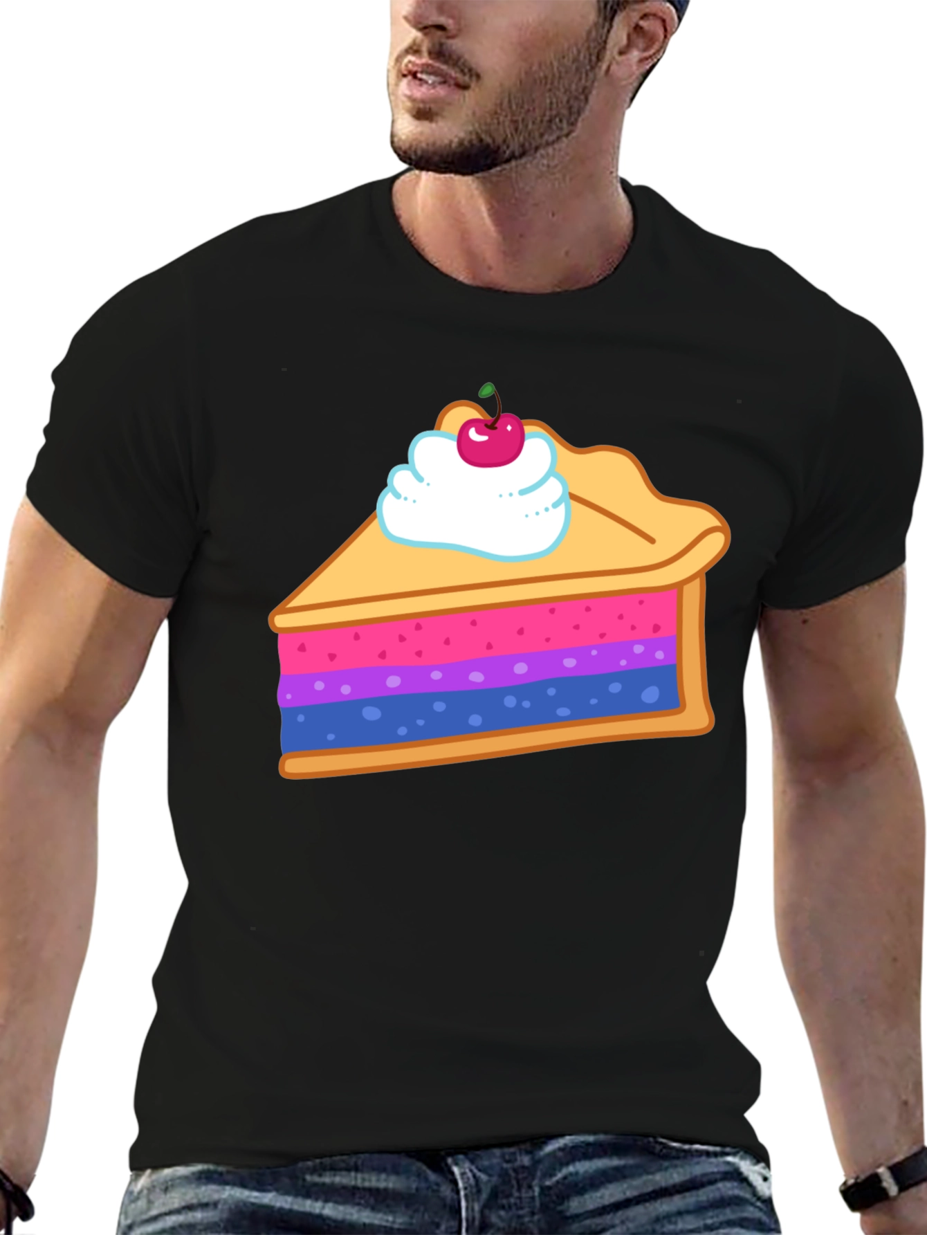 Black Bisexual Pride Flag Pie Slice Graphic T-Shirt view 6