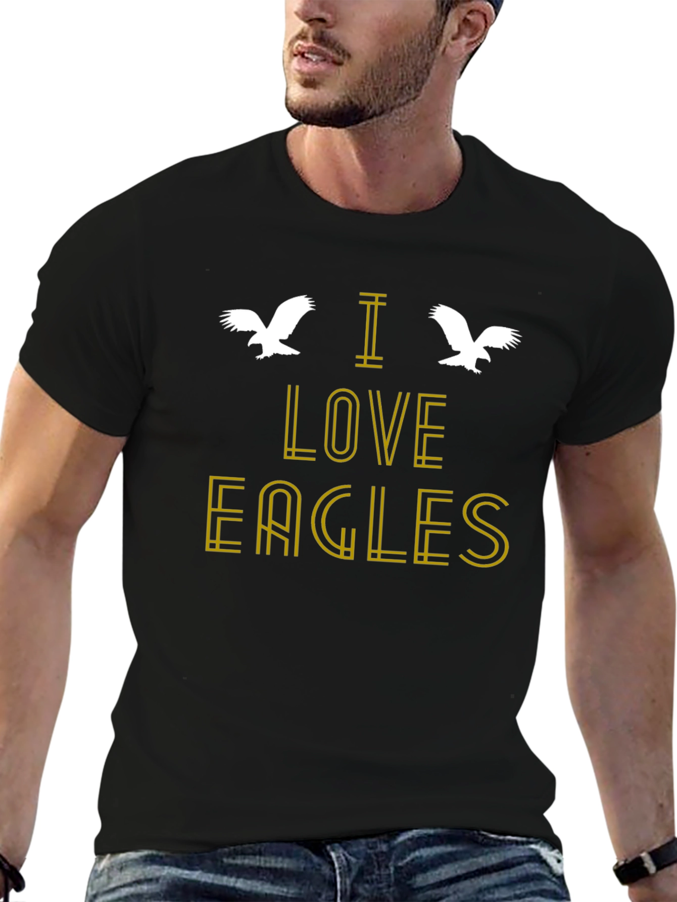 Black I Love Eagles Graphic T-Shirt - Black view 6