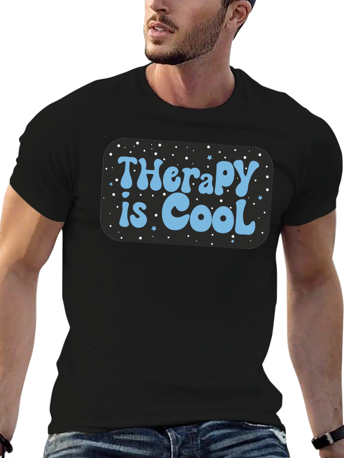 Black Therapy is Cool Graphic T-Shirt view 6