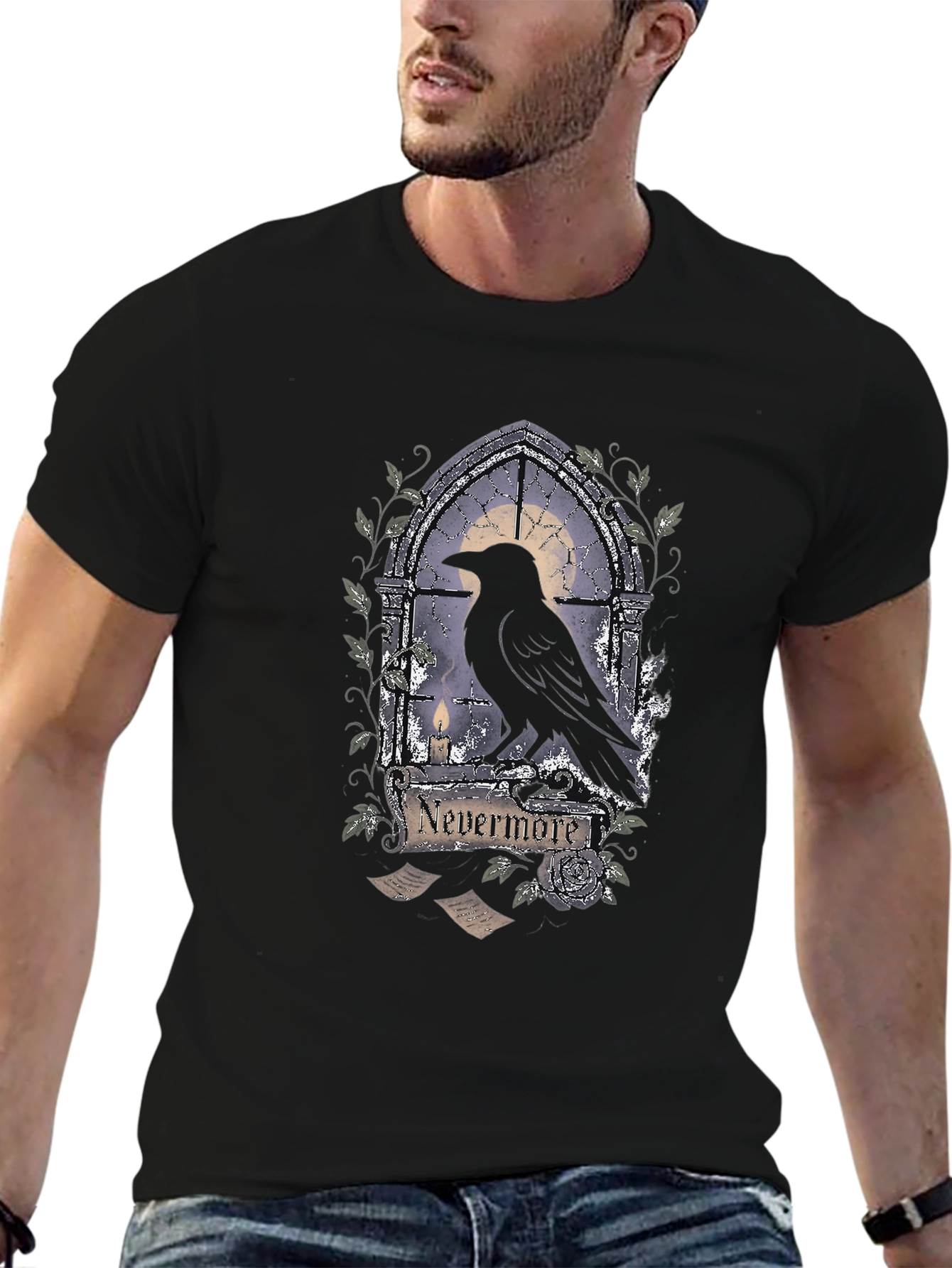 Black Nevermore Raven Gothic T-Shirt view 6