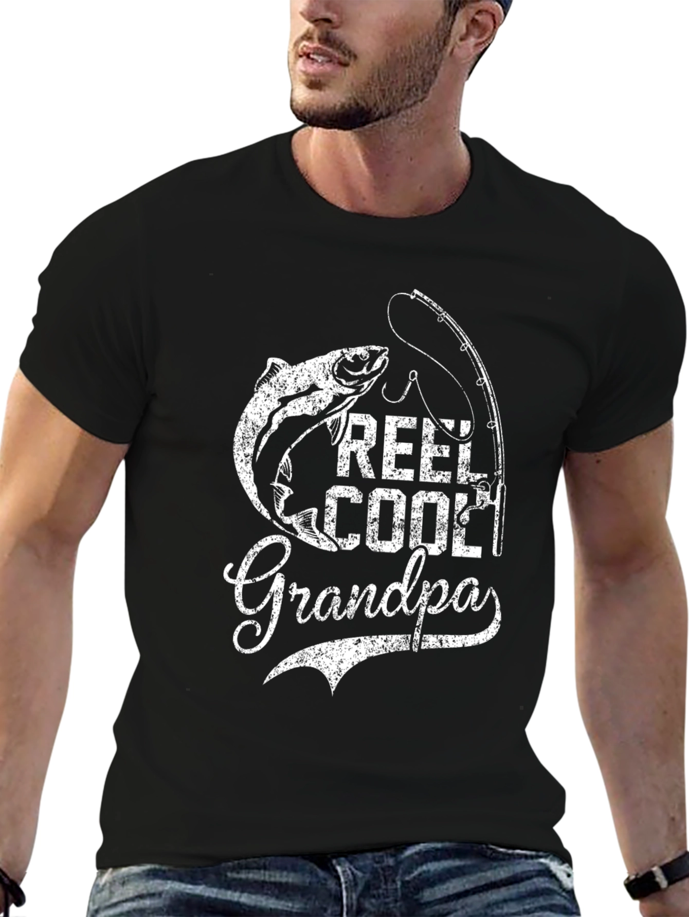 Black Reel Cool Grandpa Fishing T-Shirt view 6