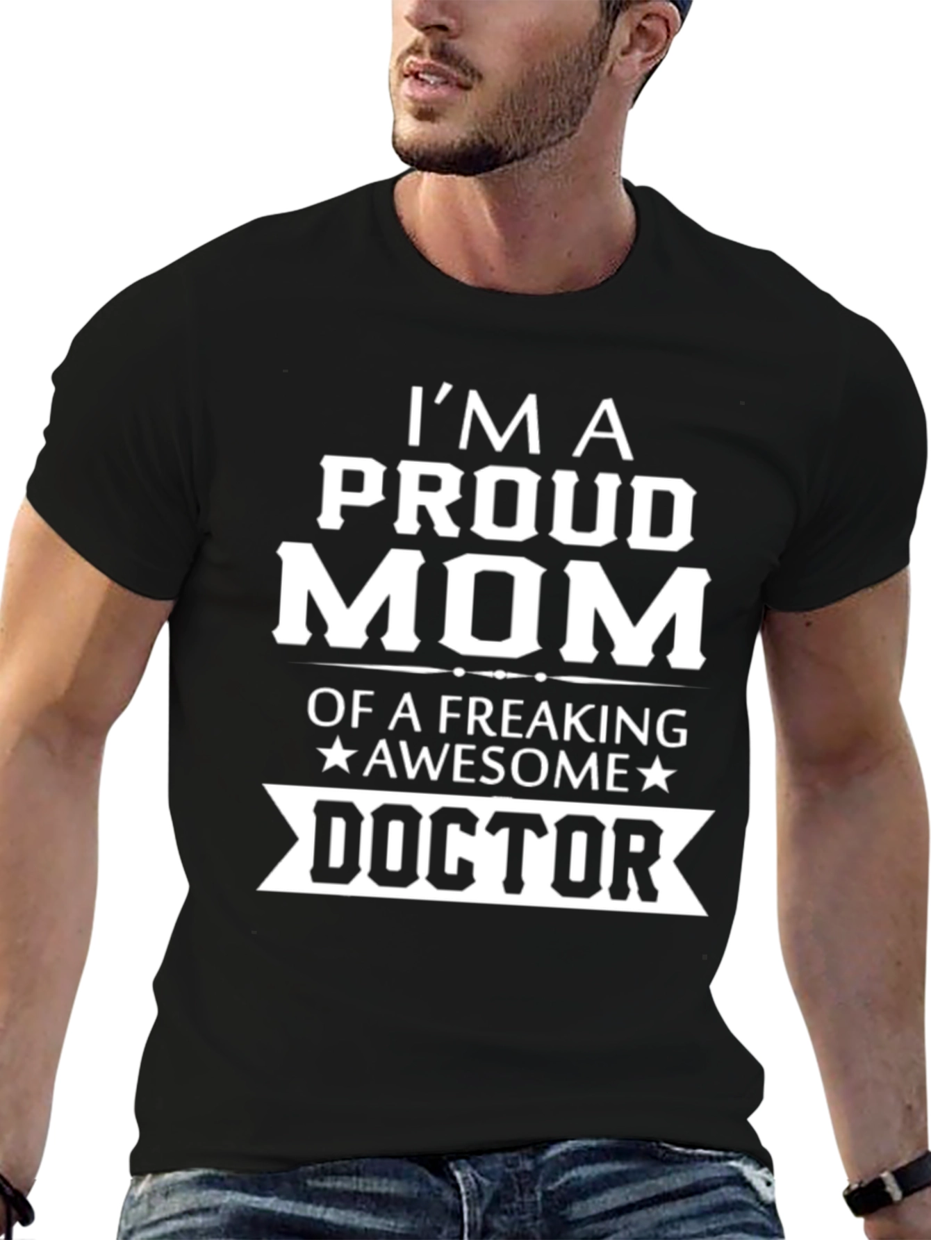 Black Proud Mom Doctor T-Shirt - Awesome Gift! view 6