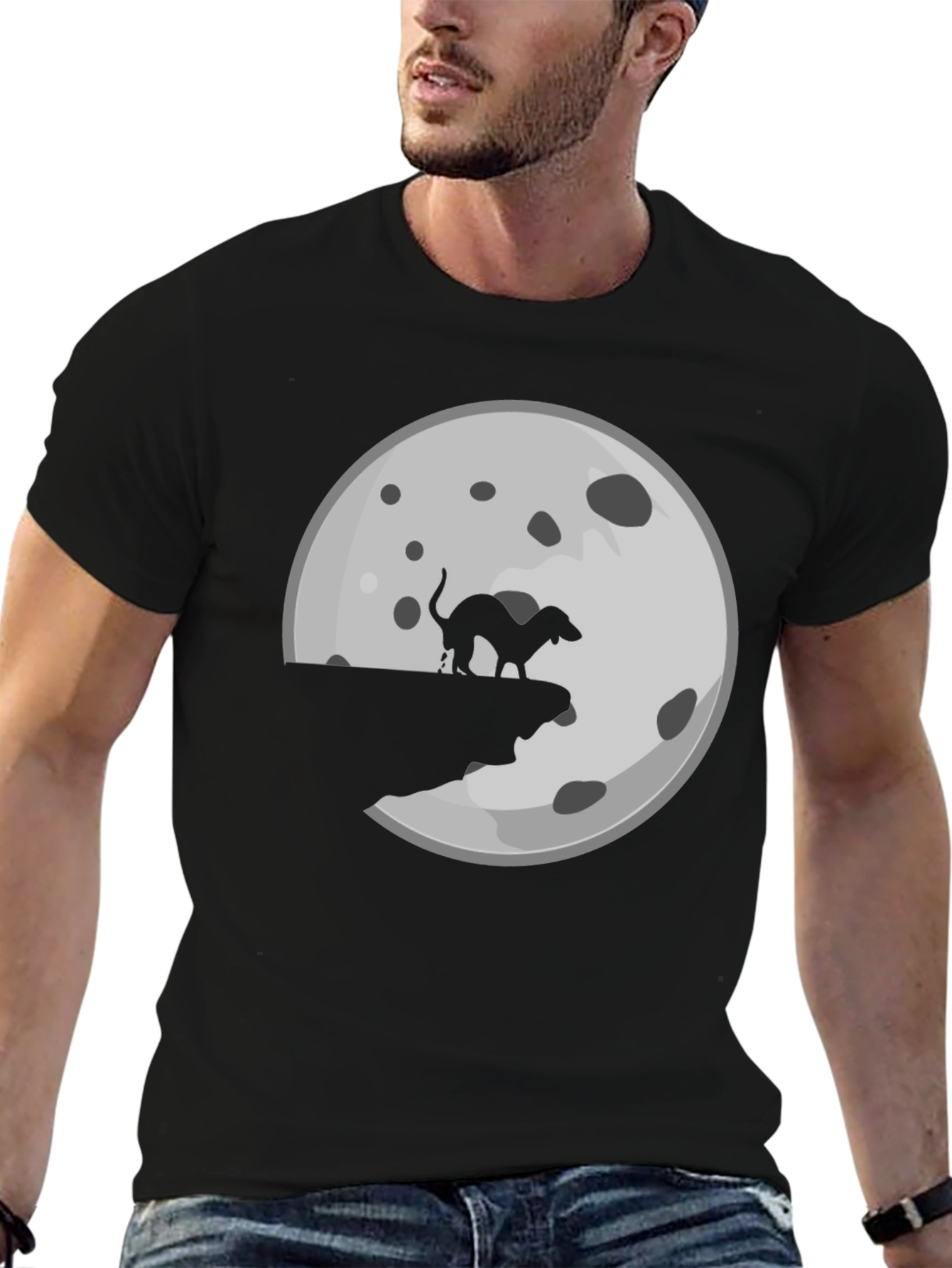 Black Dog Mooning T-Shirt - Novelty Graphic Tee view 6