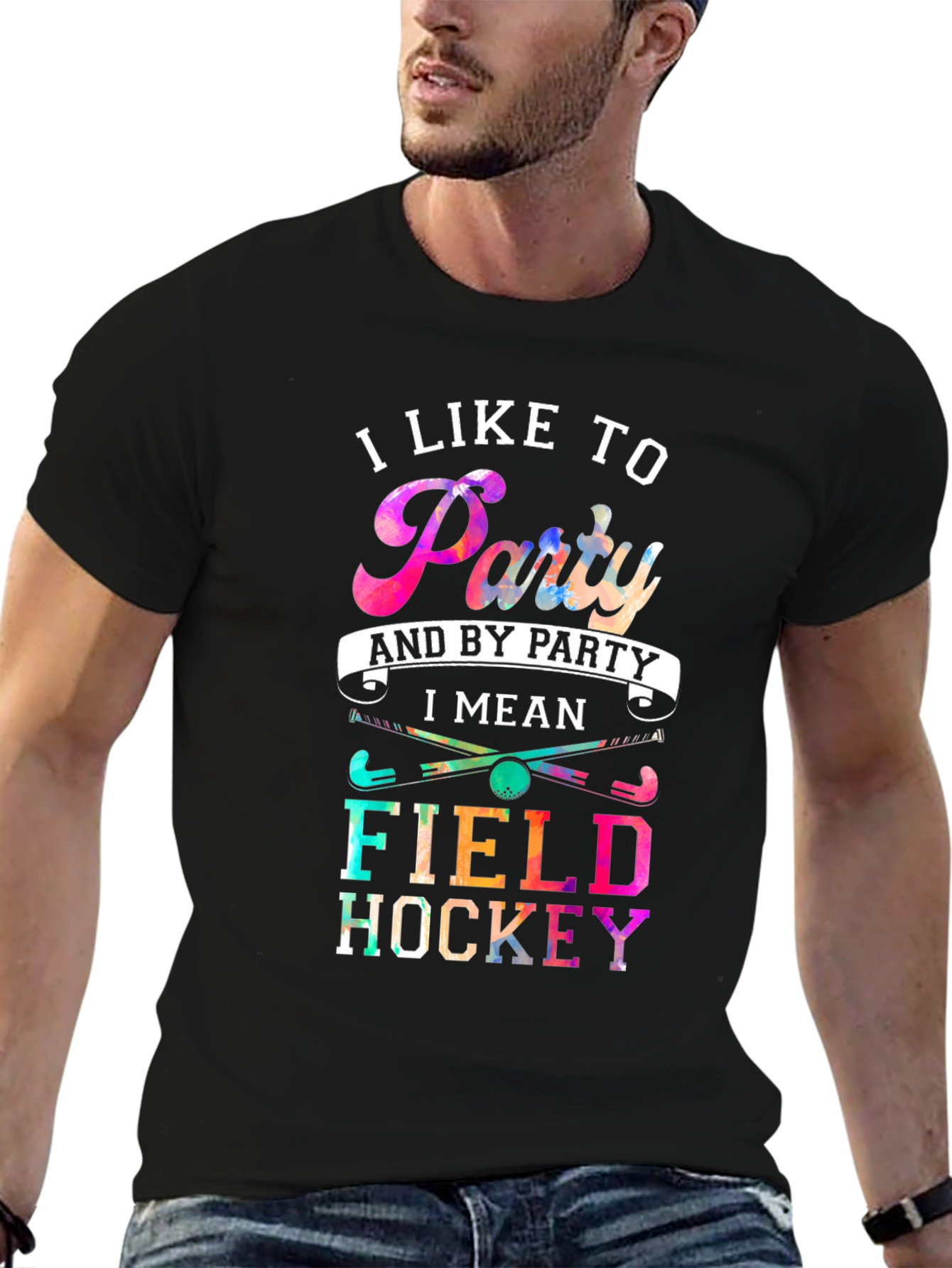 Black I Like To Party Field Hockey T-Shirt view 6