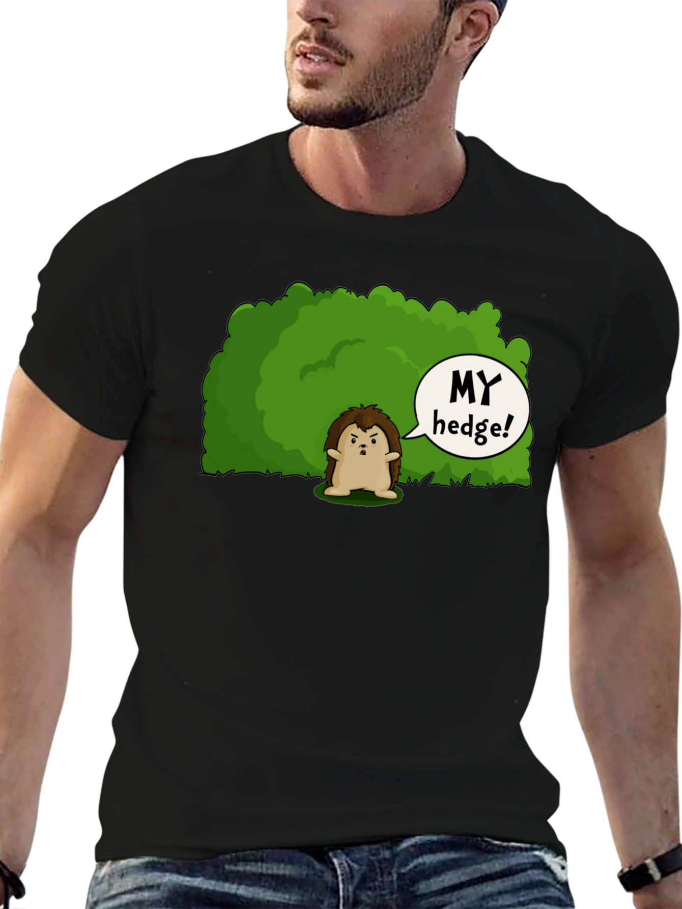 Black My Hedge! Funny Hedgehog Graphic T-Shirt view 6