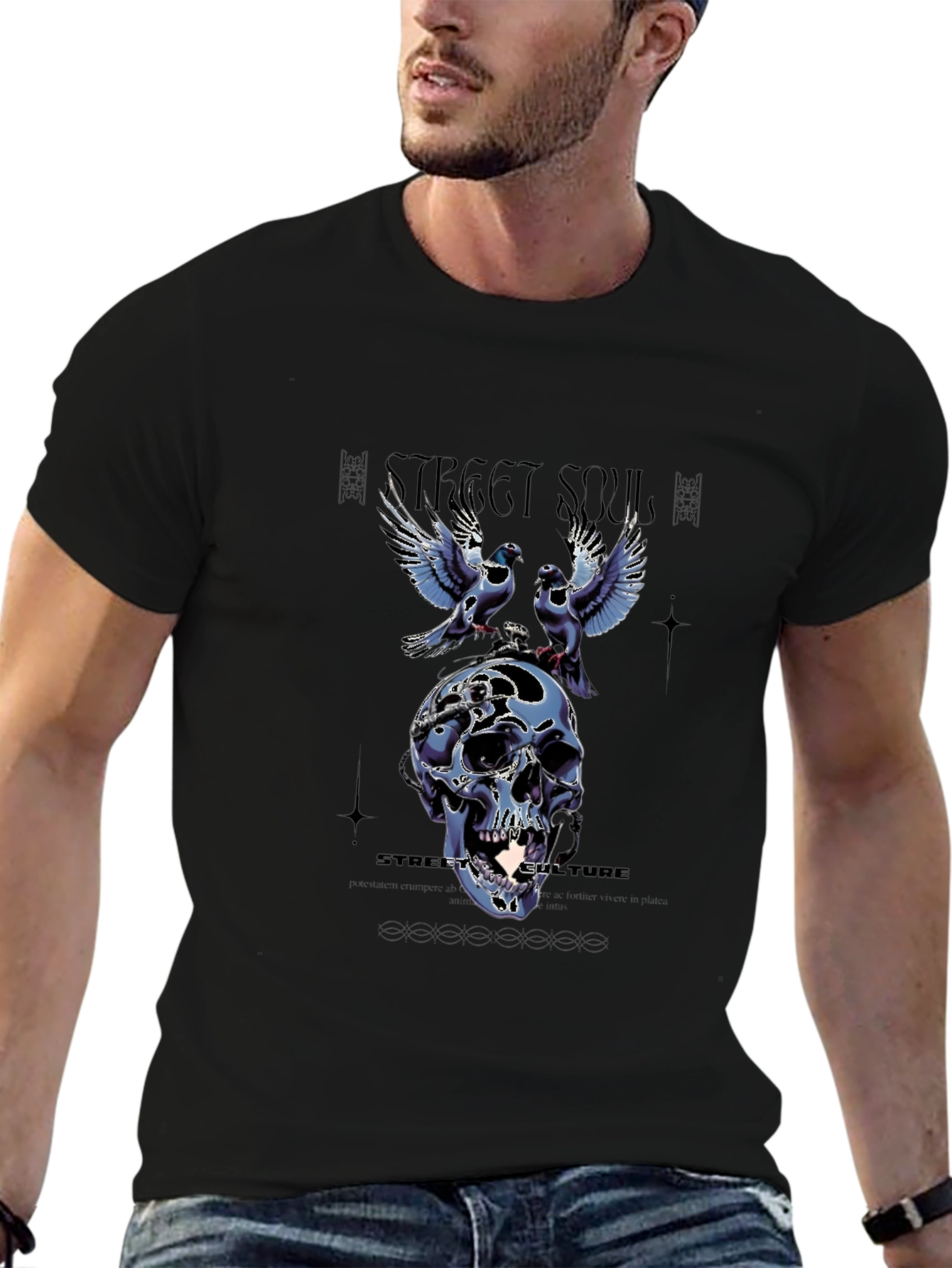 Black Street Souls Graphic Tee - Skull & Birds view 6