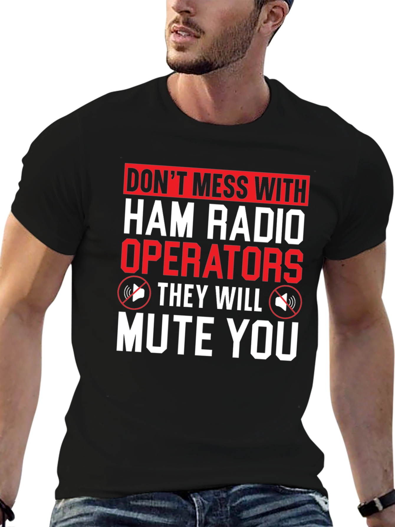 Black Ham Radio Operator T-Shirt - Mute You view 6